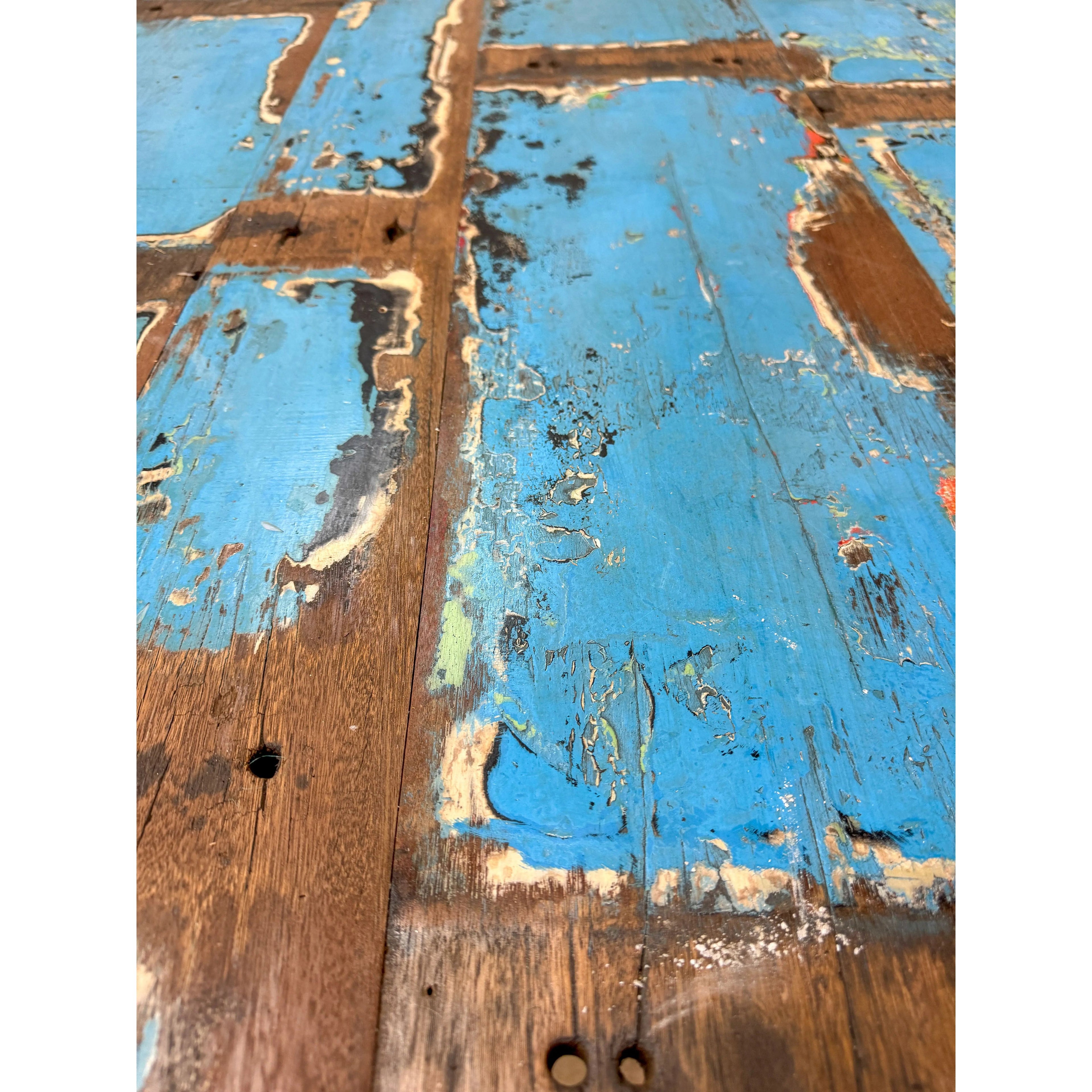 Boat Wood Dining Table (Blue) Broward Design Center