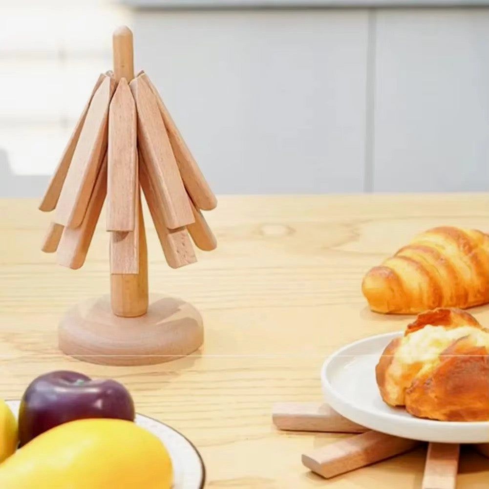 Convertible Wooden Trivet / Foldable Heat-Resistant Stand Kannoa
