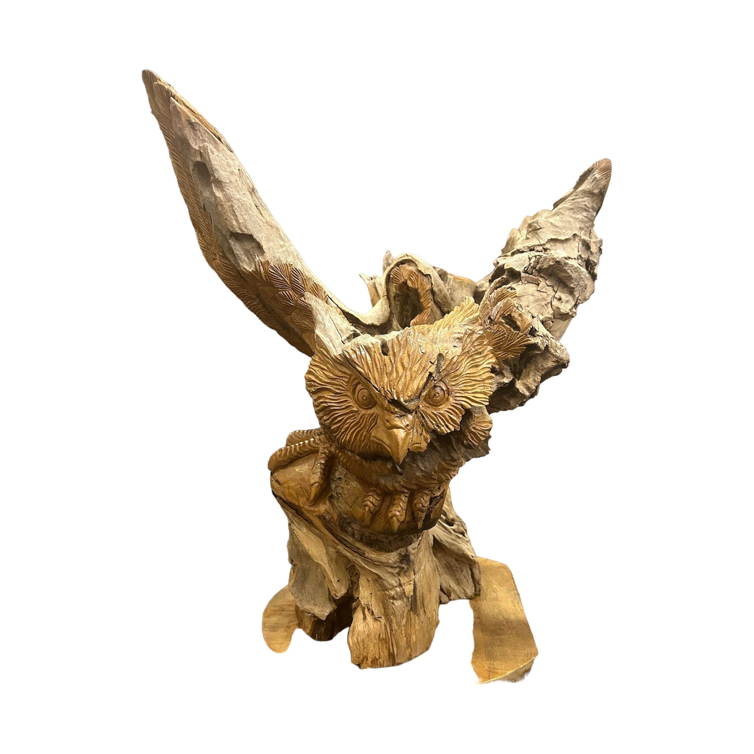 Hand Carved Teak Owl Sculpture Broward Design Center