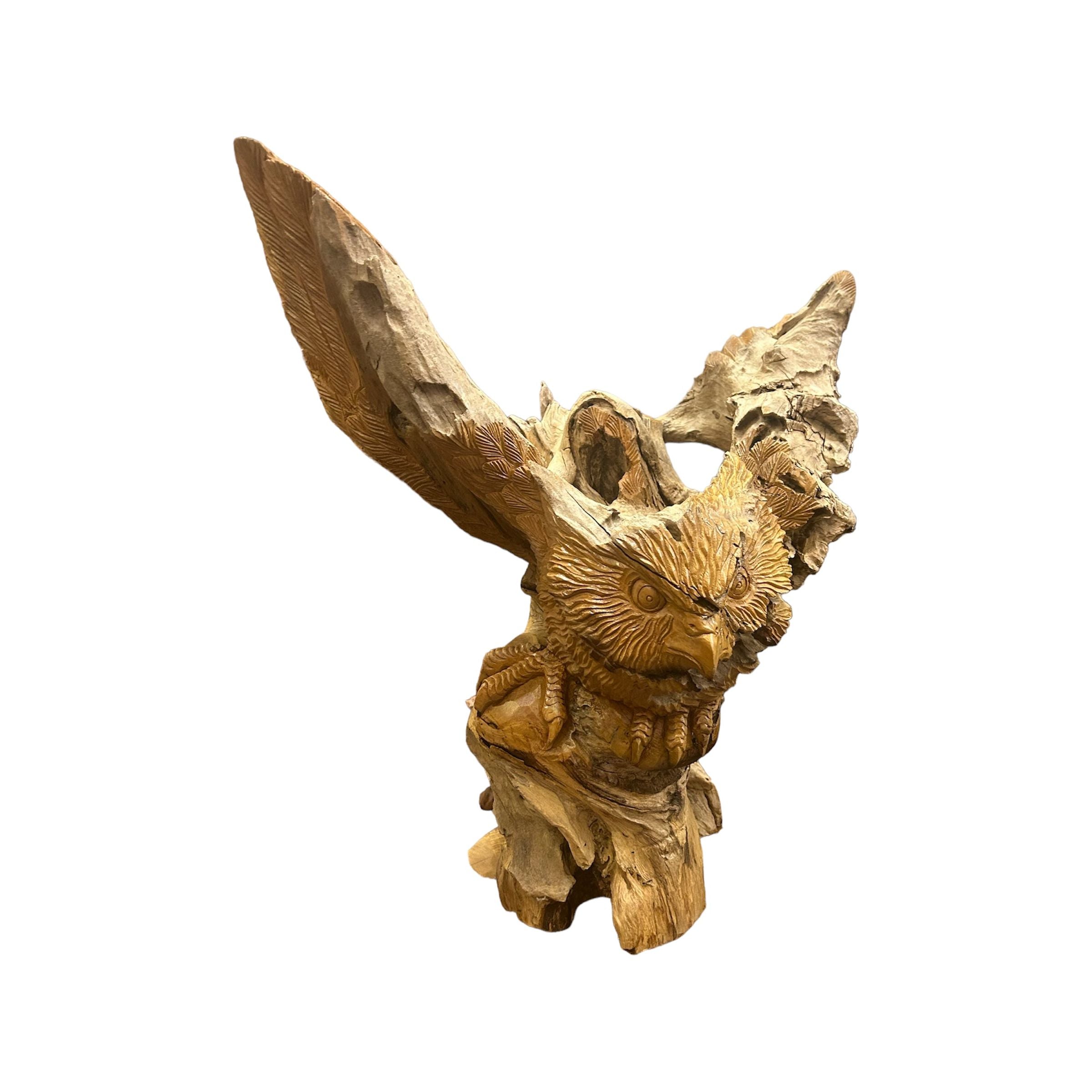 Hand Carved Teak Owl Sculpture Broward Design Center