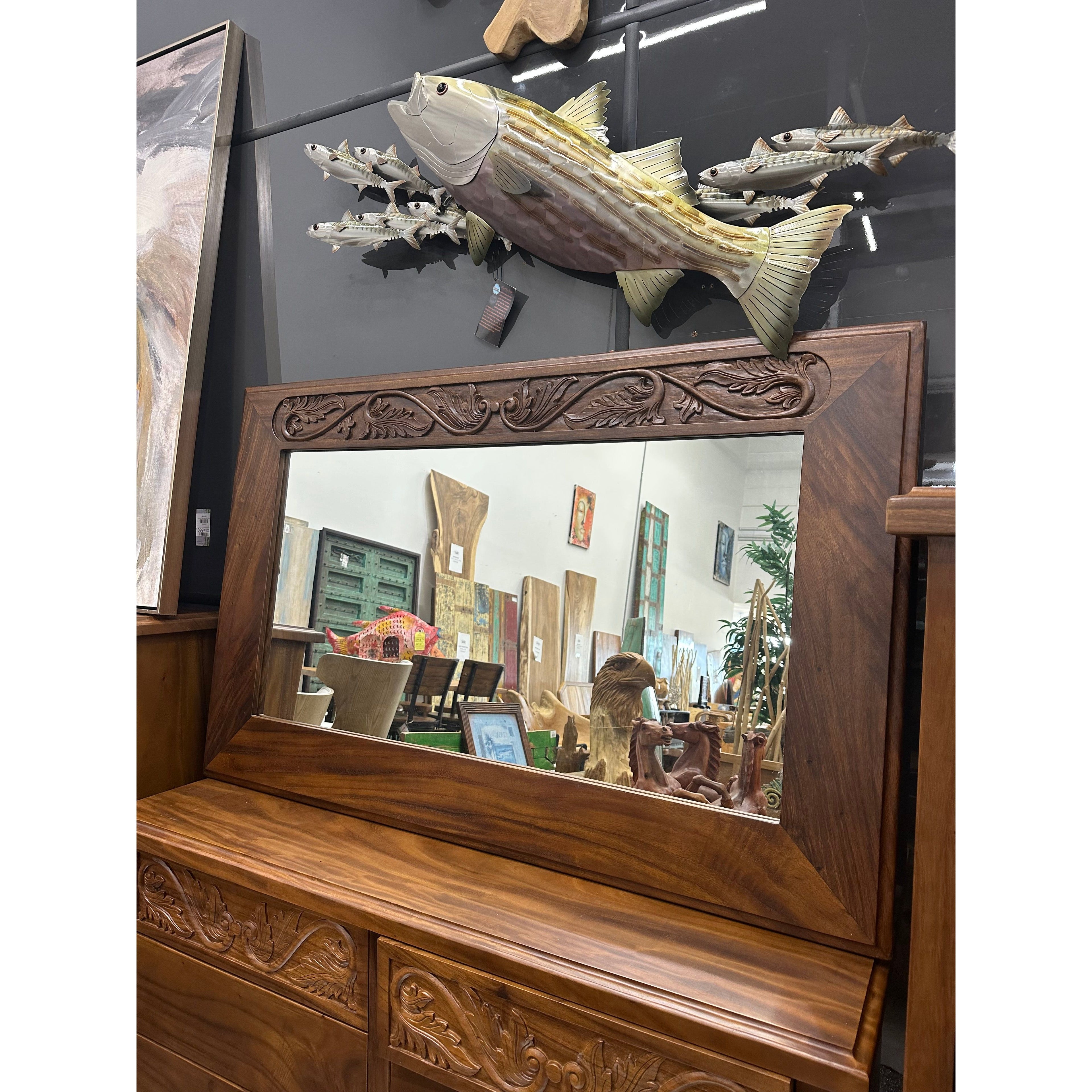 Balinese Carved Mirror Anteak