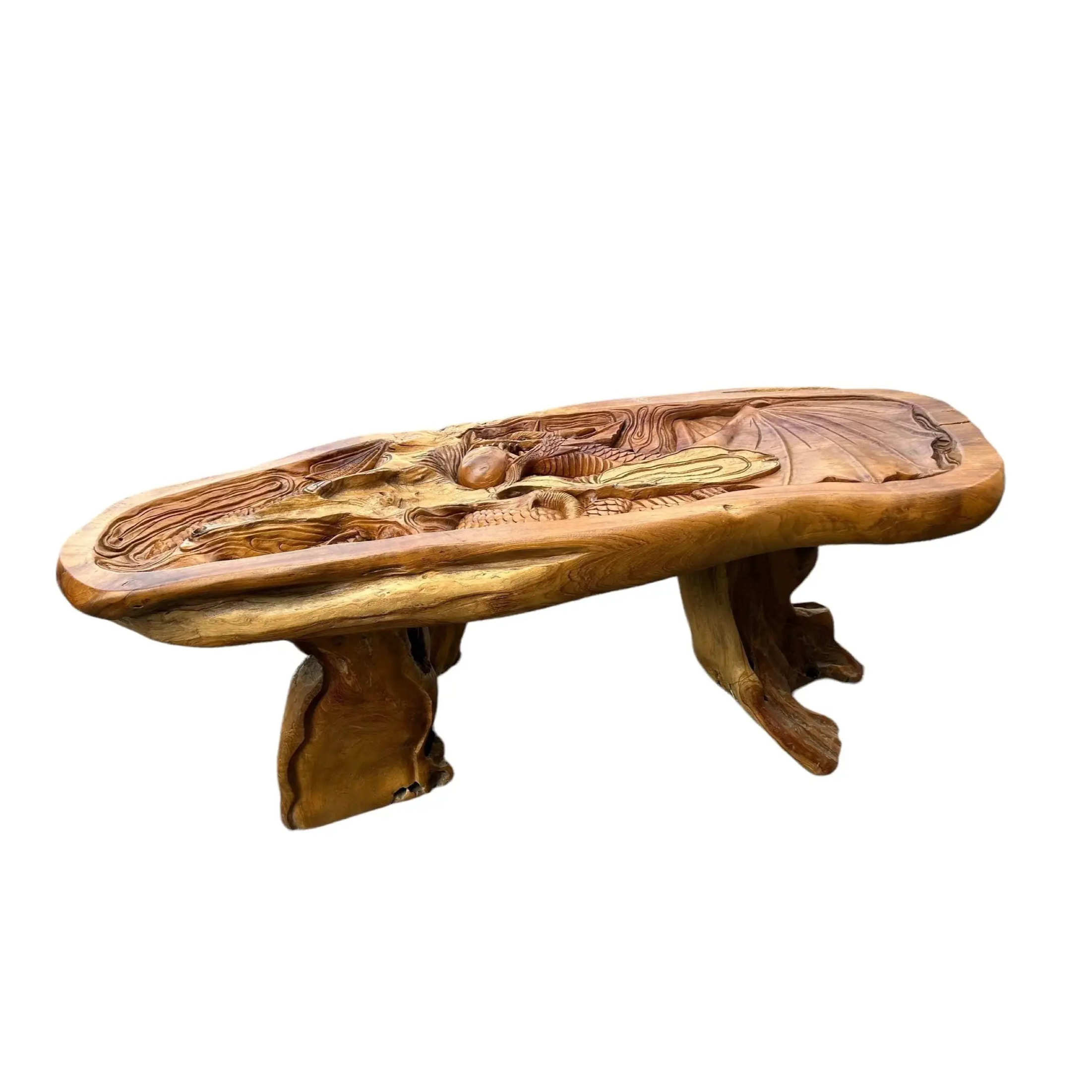 Hand Carved Dragon Table with Glass Top Broward Design Center