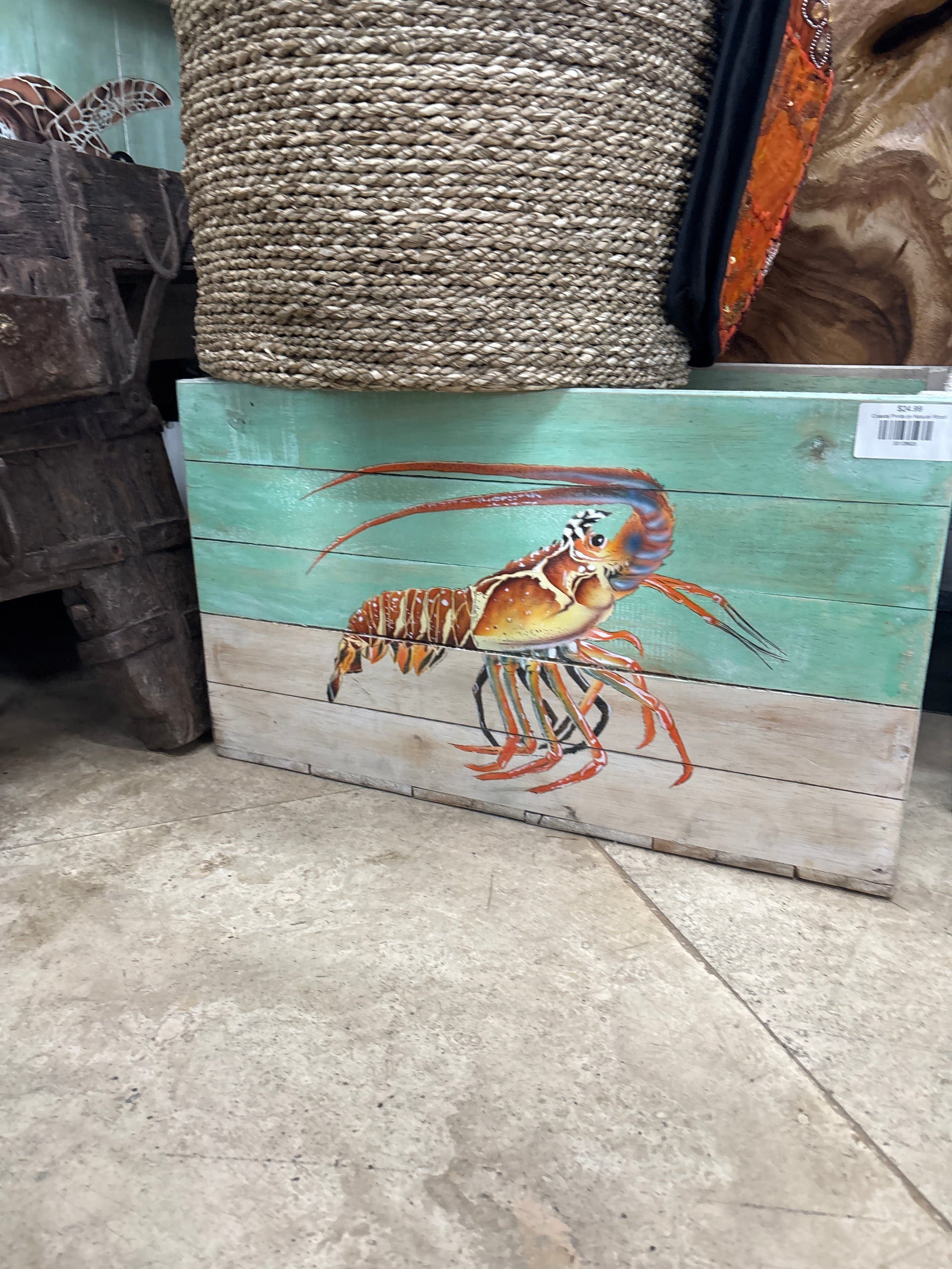 Coastal Art on Natural Wood Crate The Broward Design Center