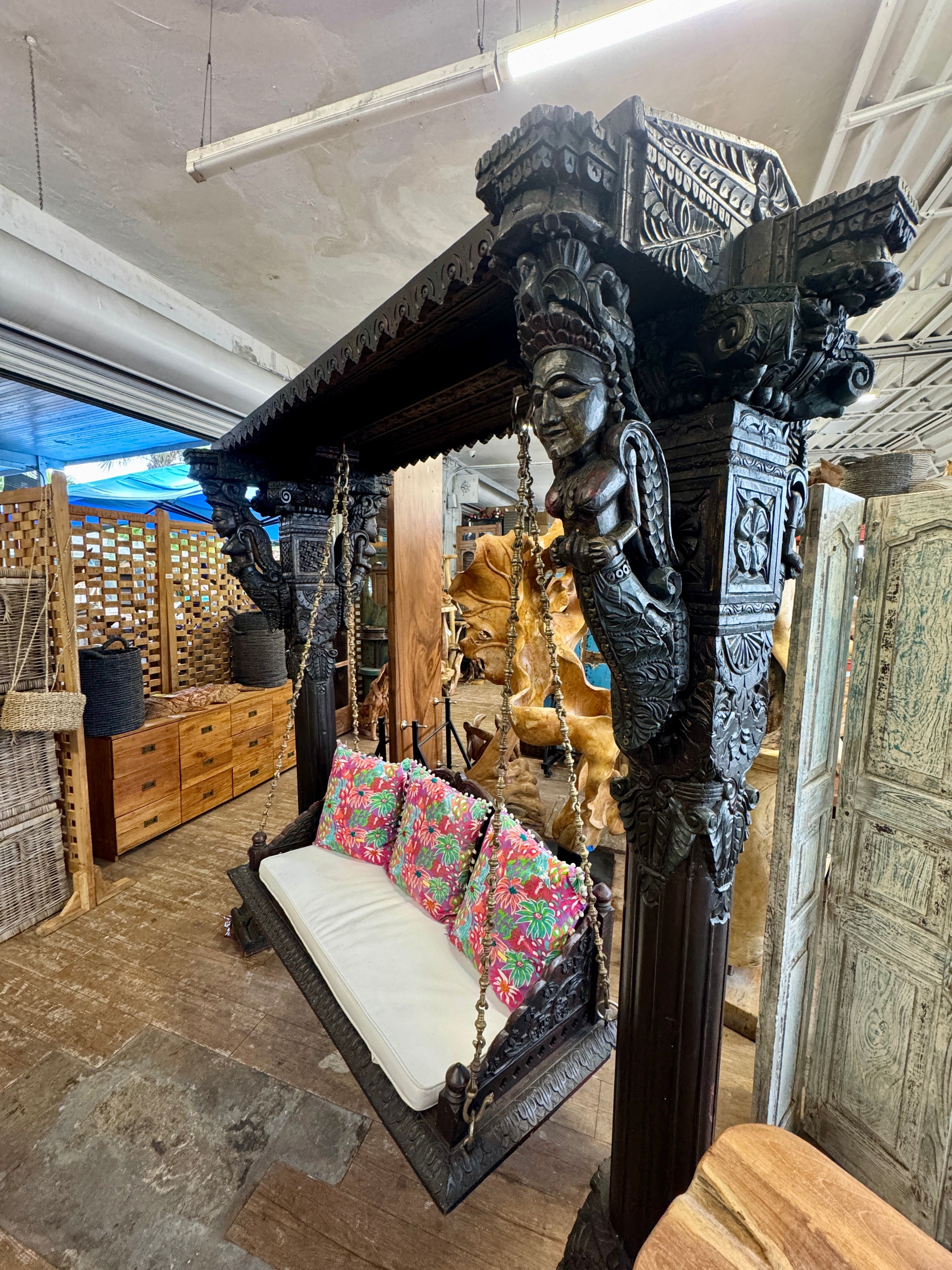 Hand Carved Indian Swing The Broward Design Center