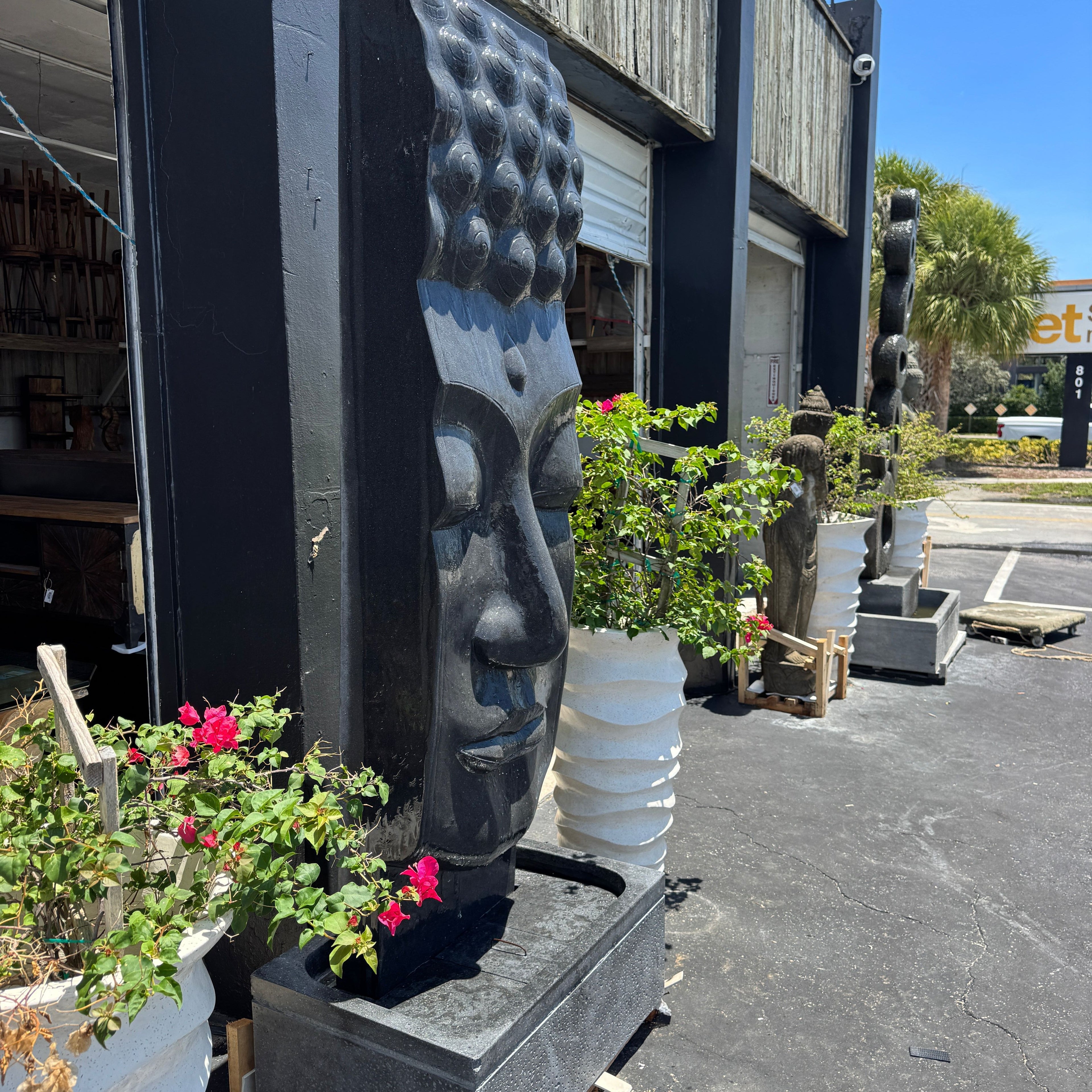Terrazzo Buddha Face Fountain (Black) Indonesia Sourcing