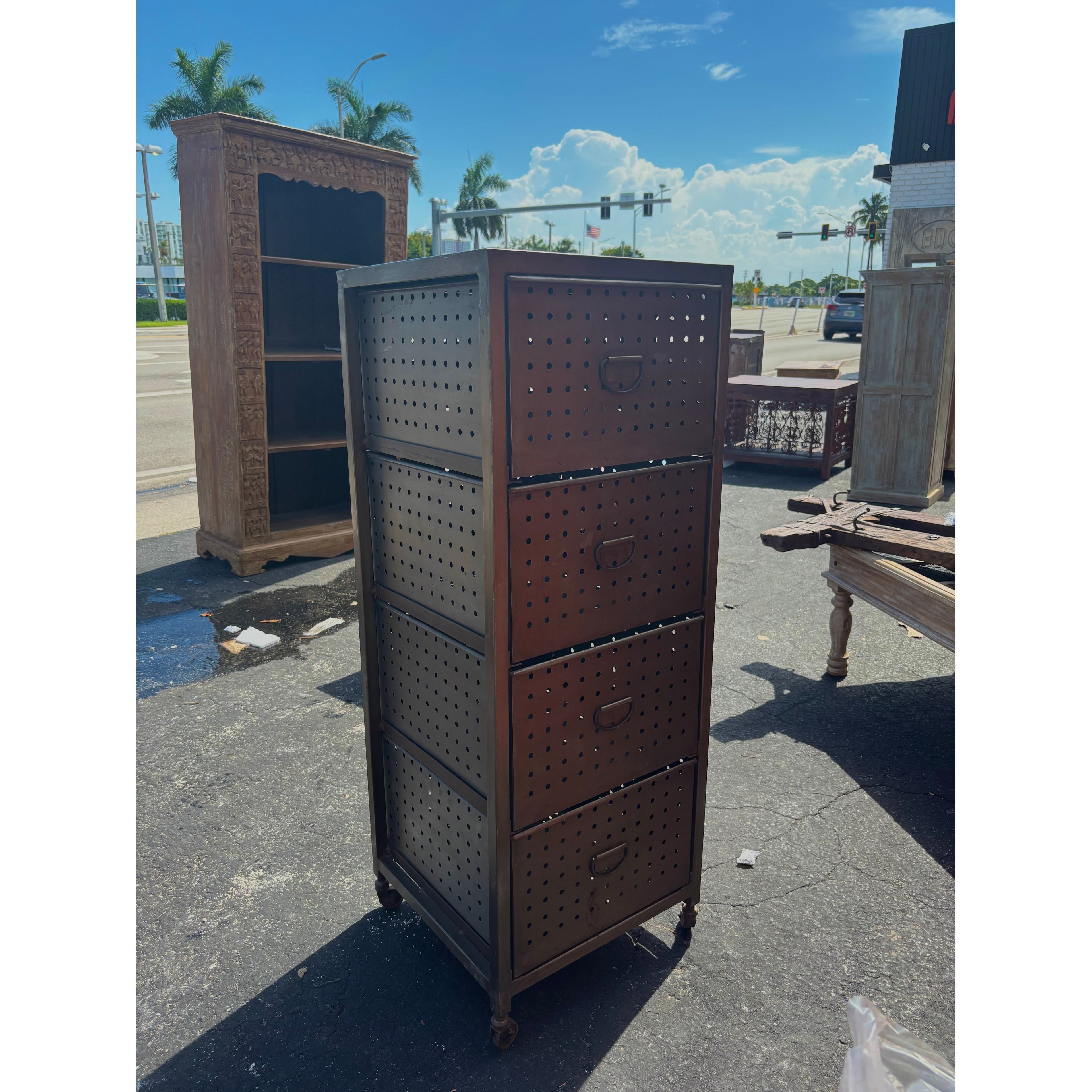 Iron Drawer Chest - 18 x 18 x 48 in India Sourcing