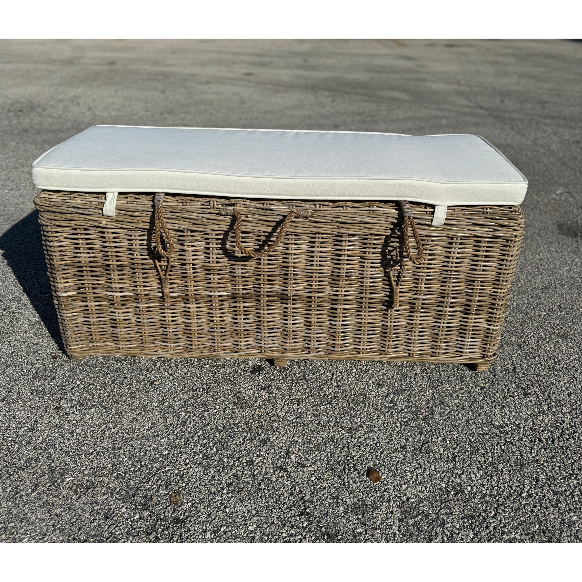 Key Largo Rattan Storage Bench With Cushion Broward Design Center