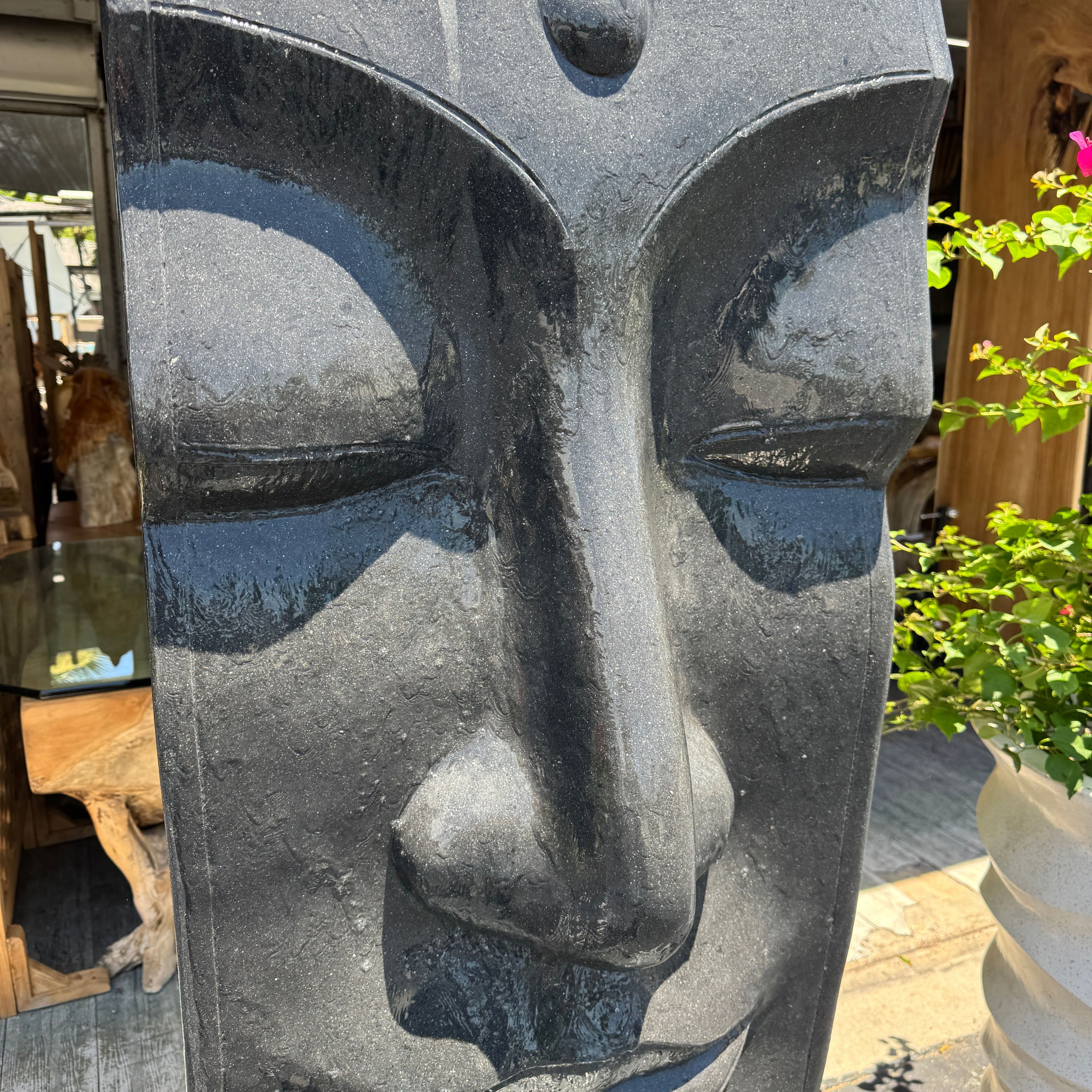 Terrazzo Buddha Face Fountain (Black) Indonesia Sourcing