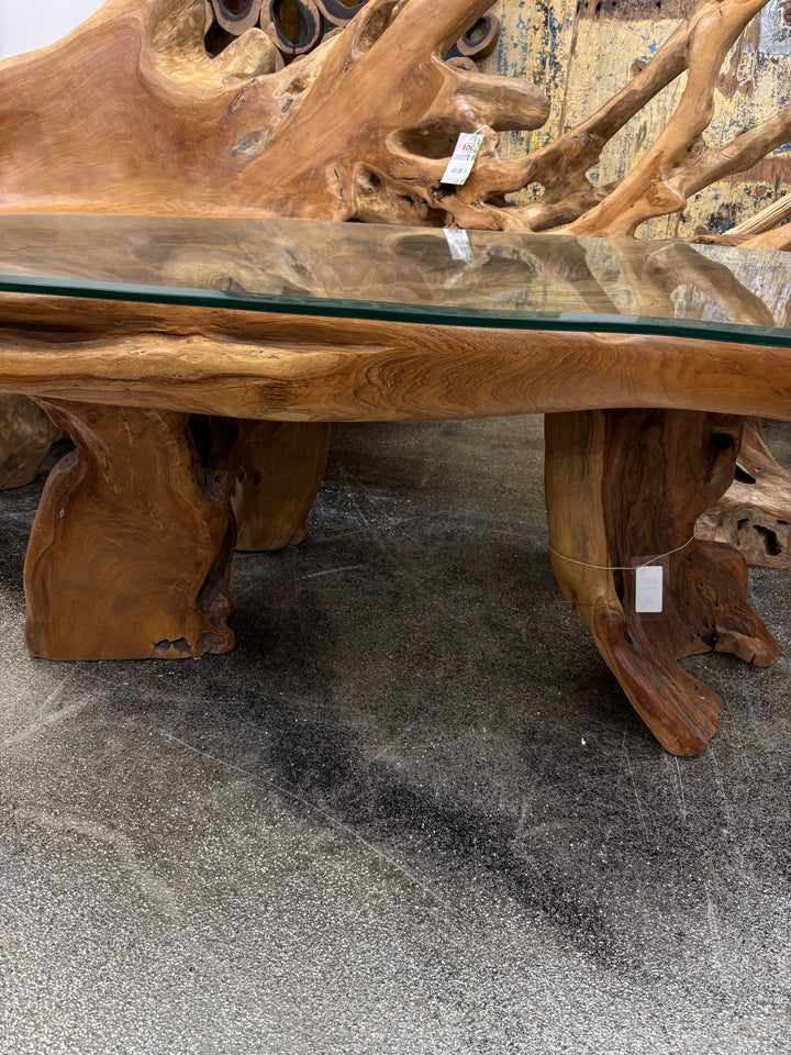 Hand Carved Dragon Table with Glass Top Broward Design Center