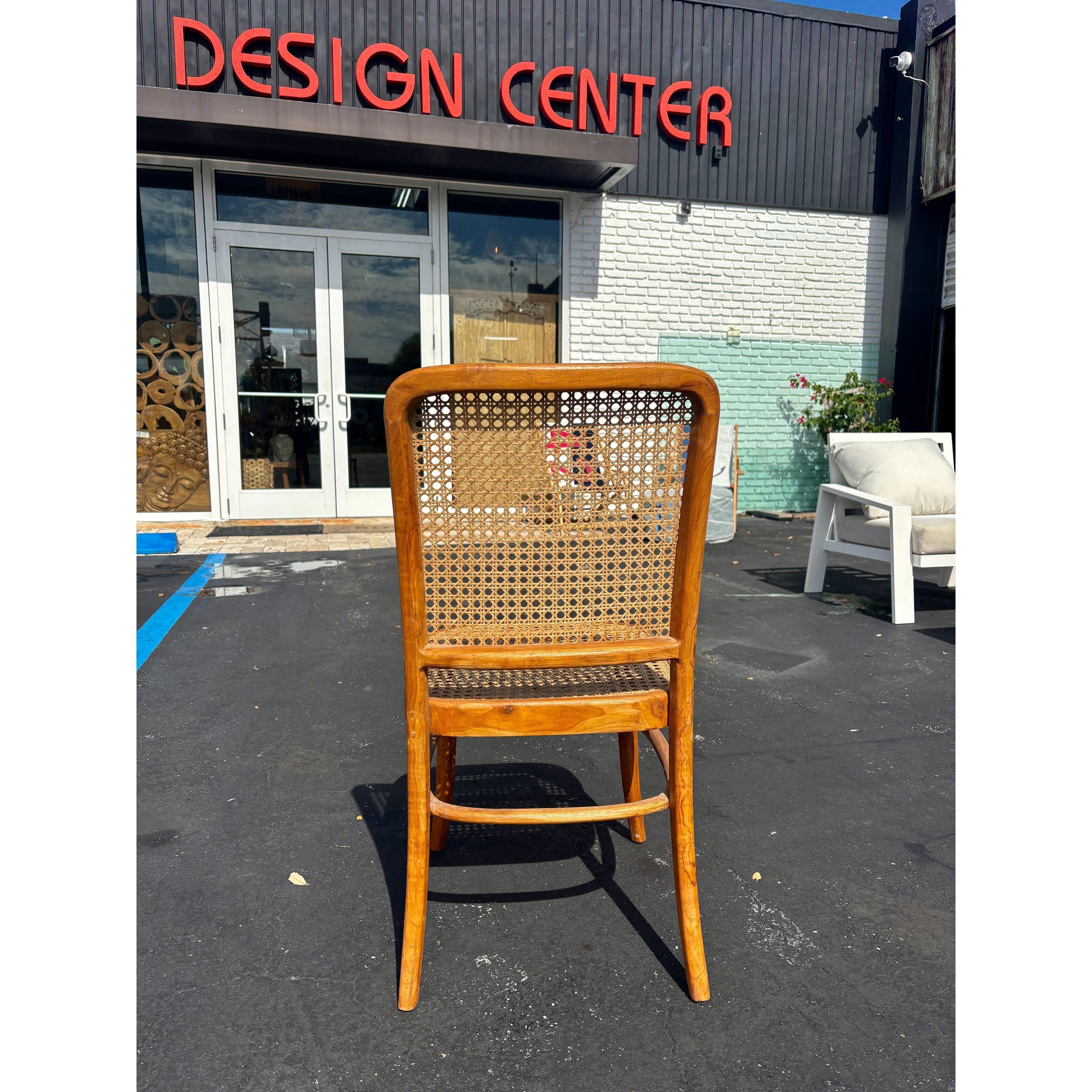 Teak & Cane Armless Chair Broward Design Center