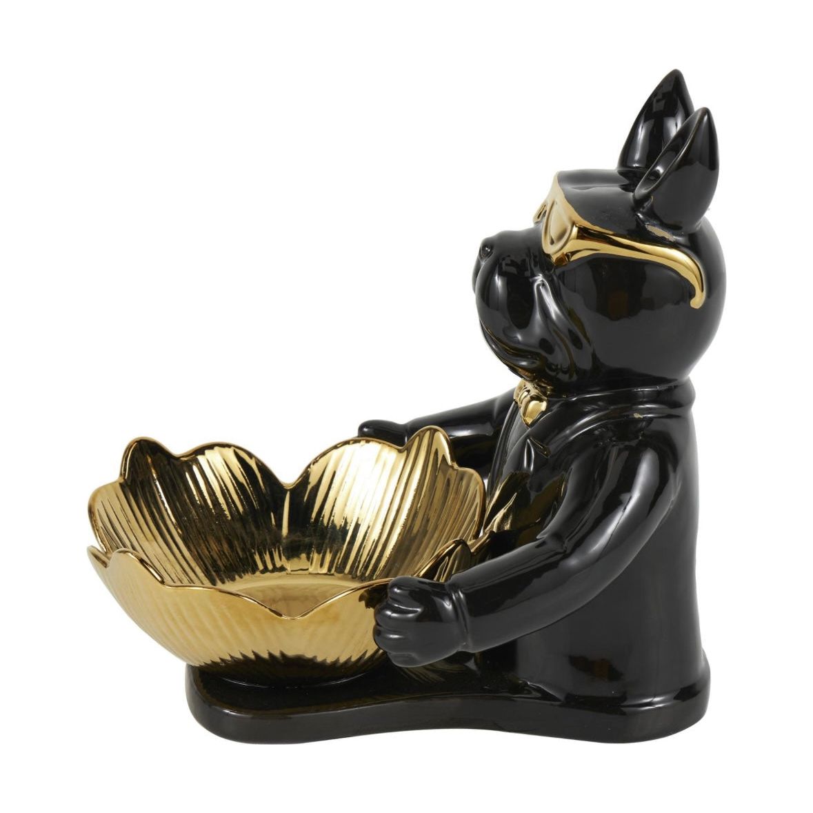 Black Ceramic Bulldog w/ Gold Accents UMA