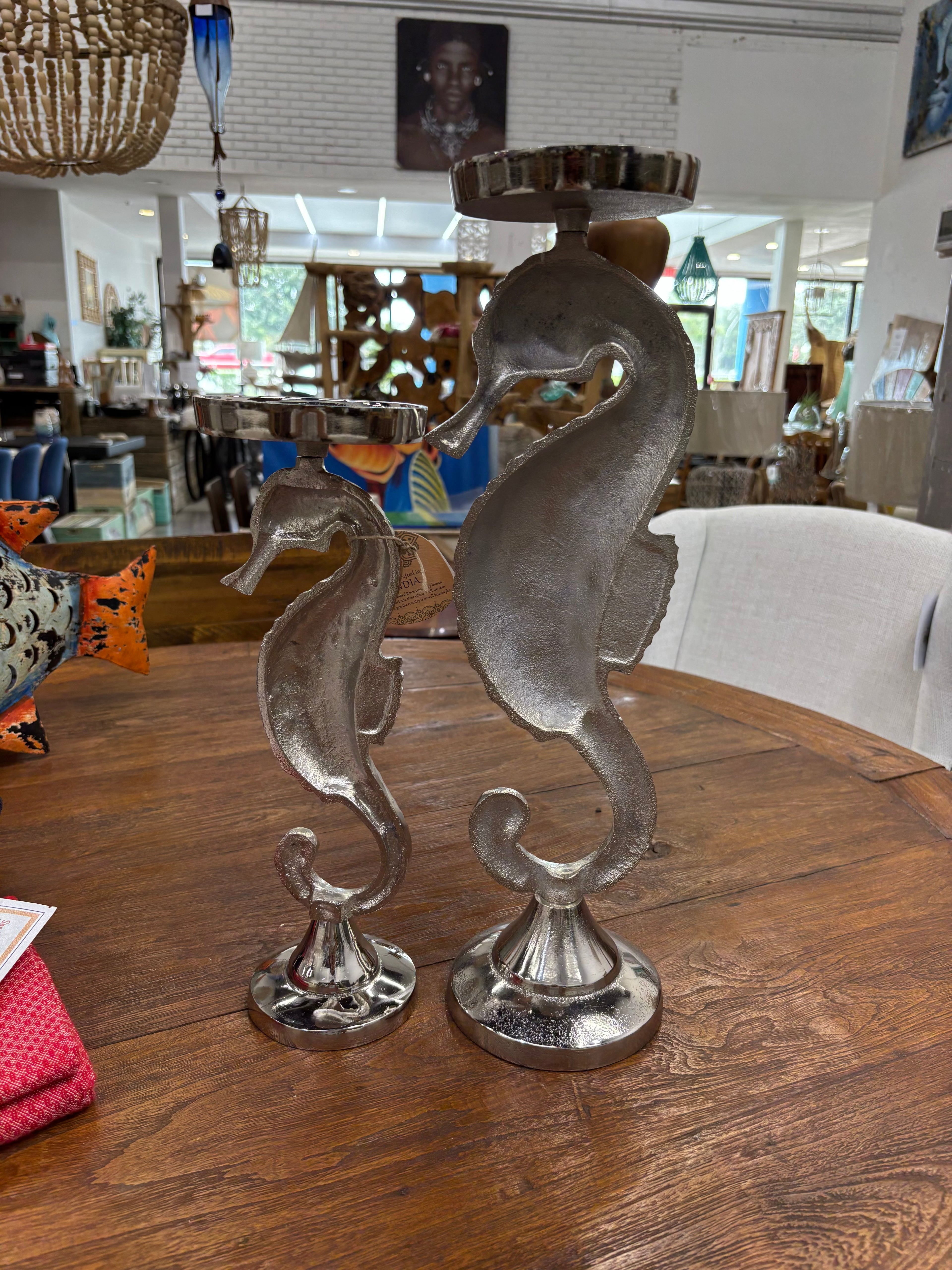 Silver Aluminum Seahorse Candle Holder (Set of 2) UMA