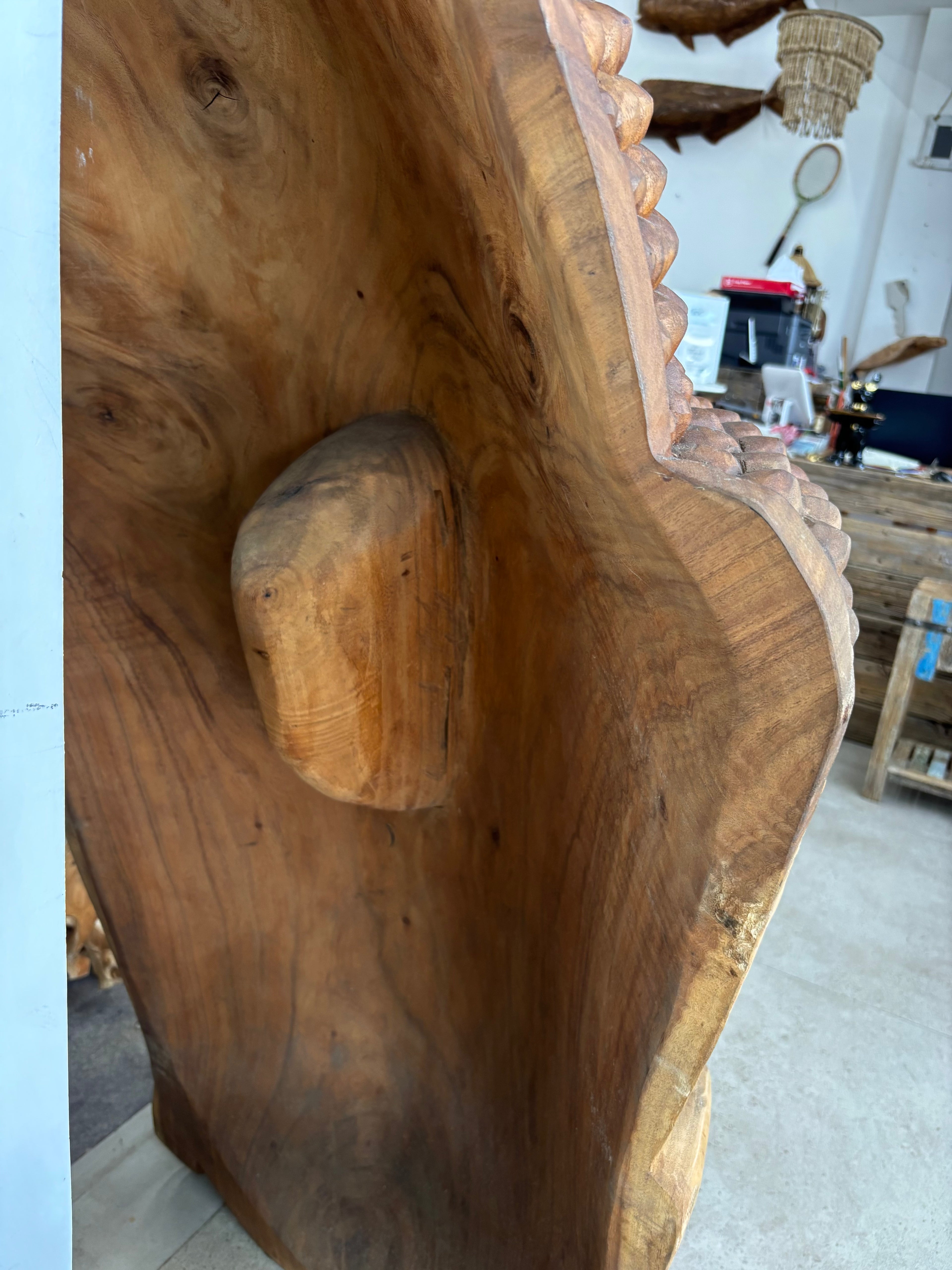 Wood Buddha Face Statue 60” Broward Design Center
