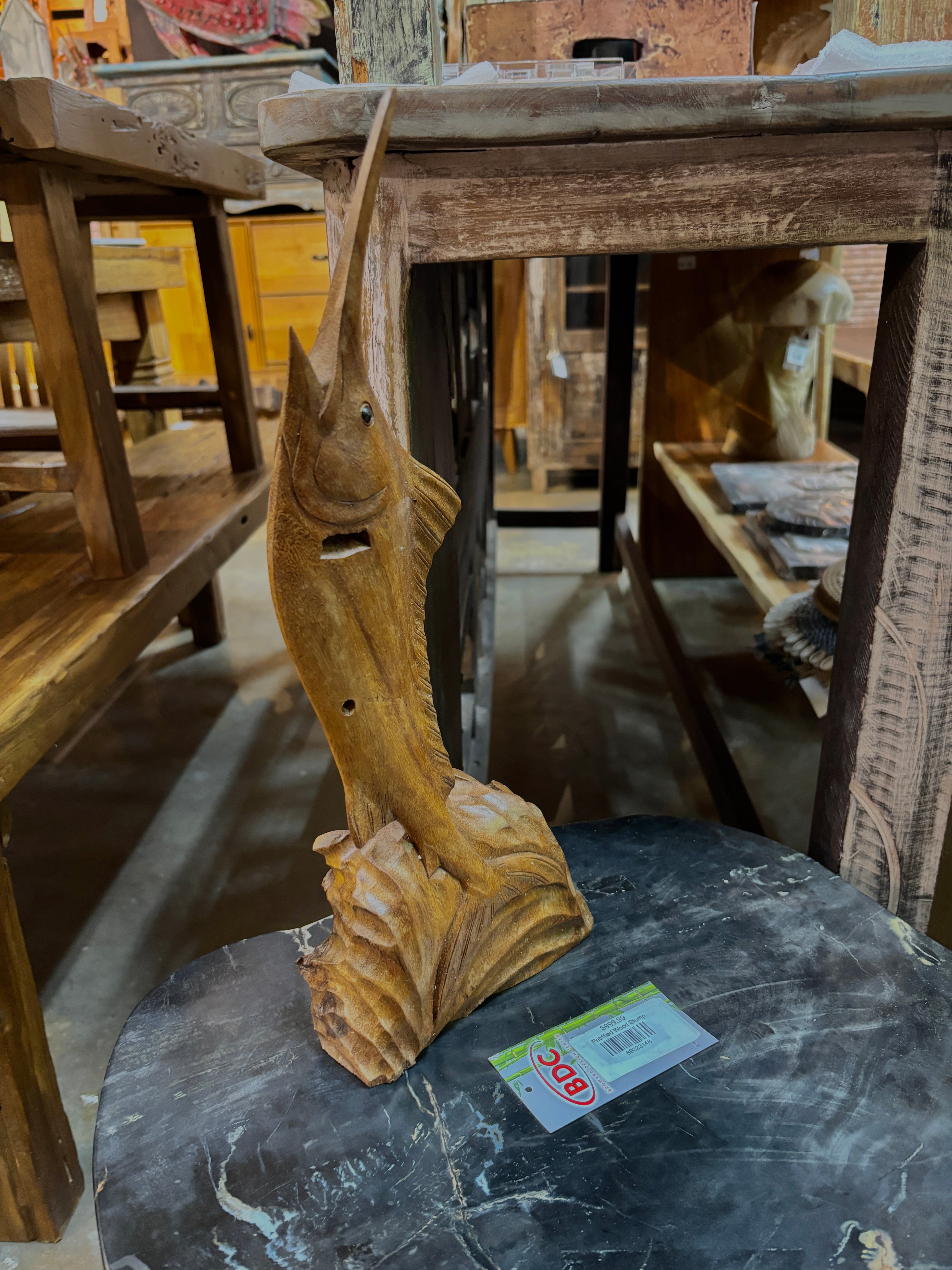 Teak Marlin Sculpture Broward Design Center