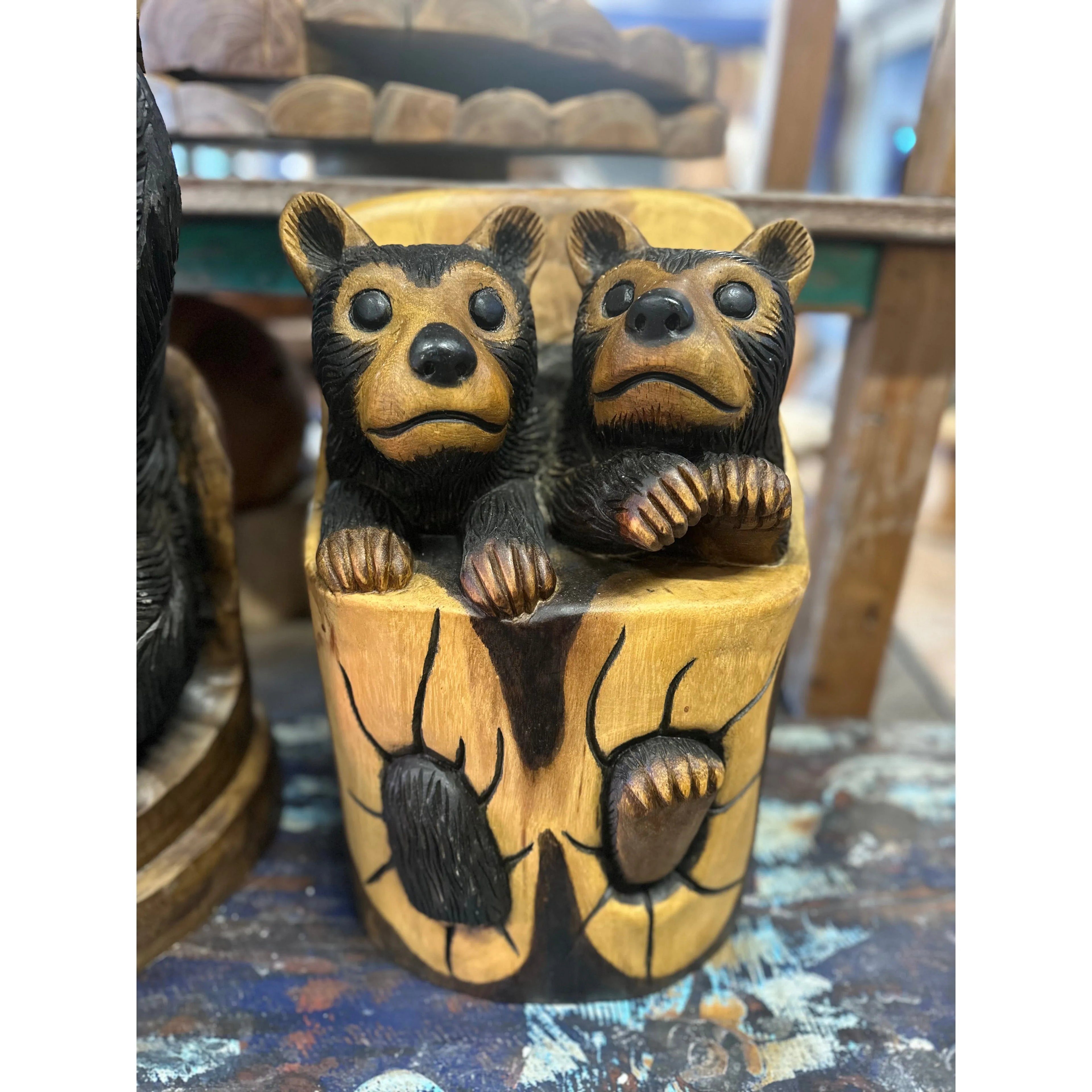 Bear Cubs in a Log Anteak