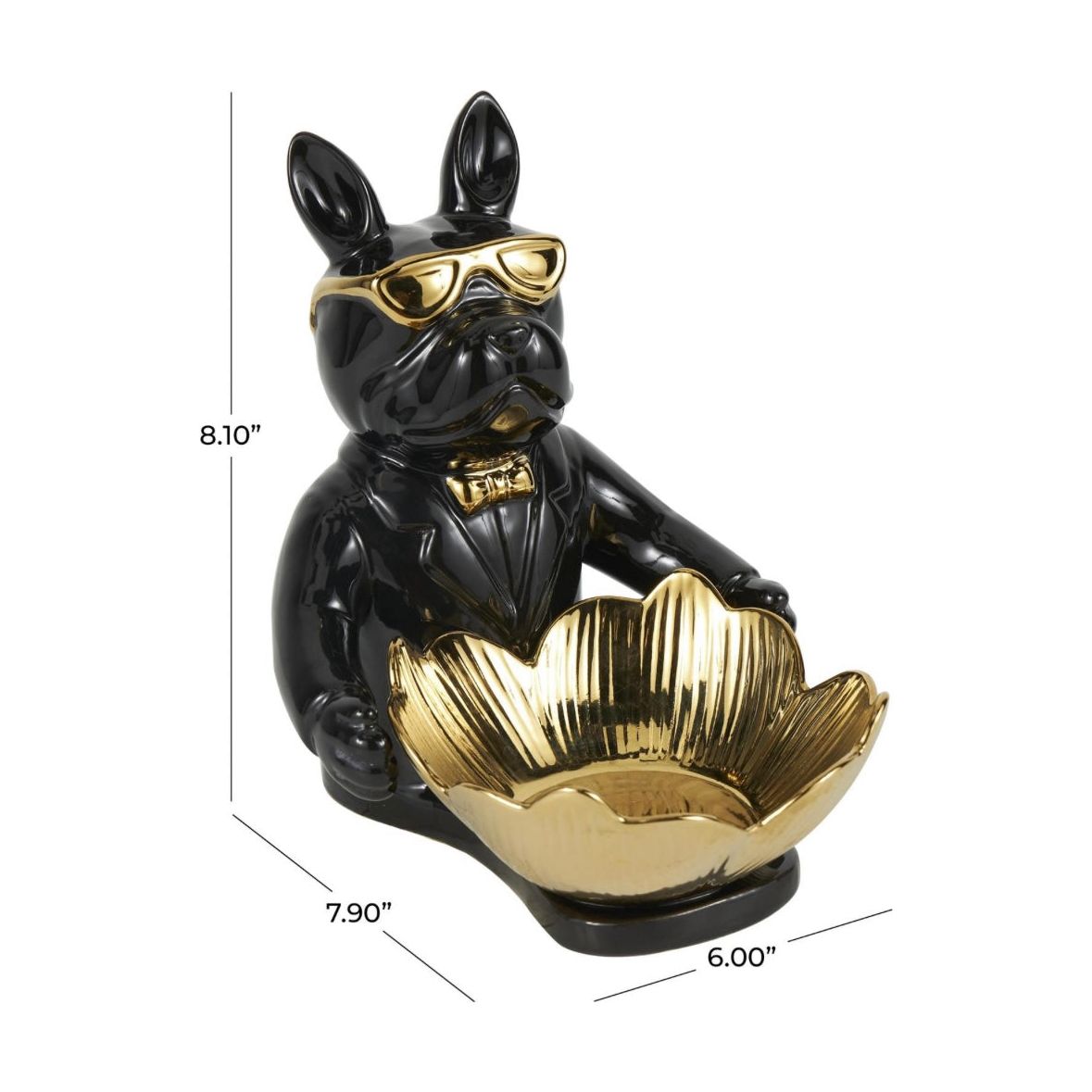 Black Ceramic Bulldog w/ Gold Accents UMA