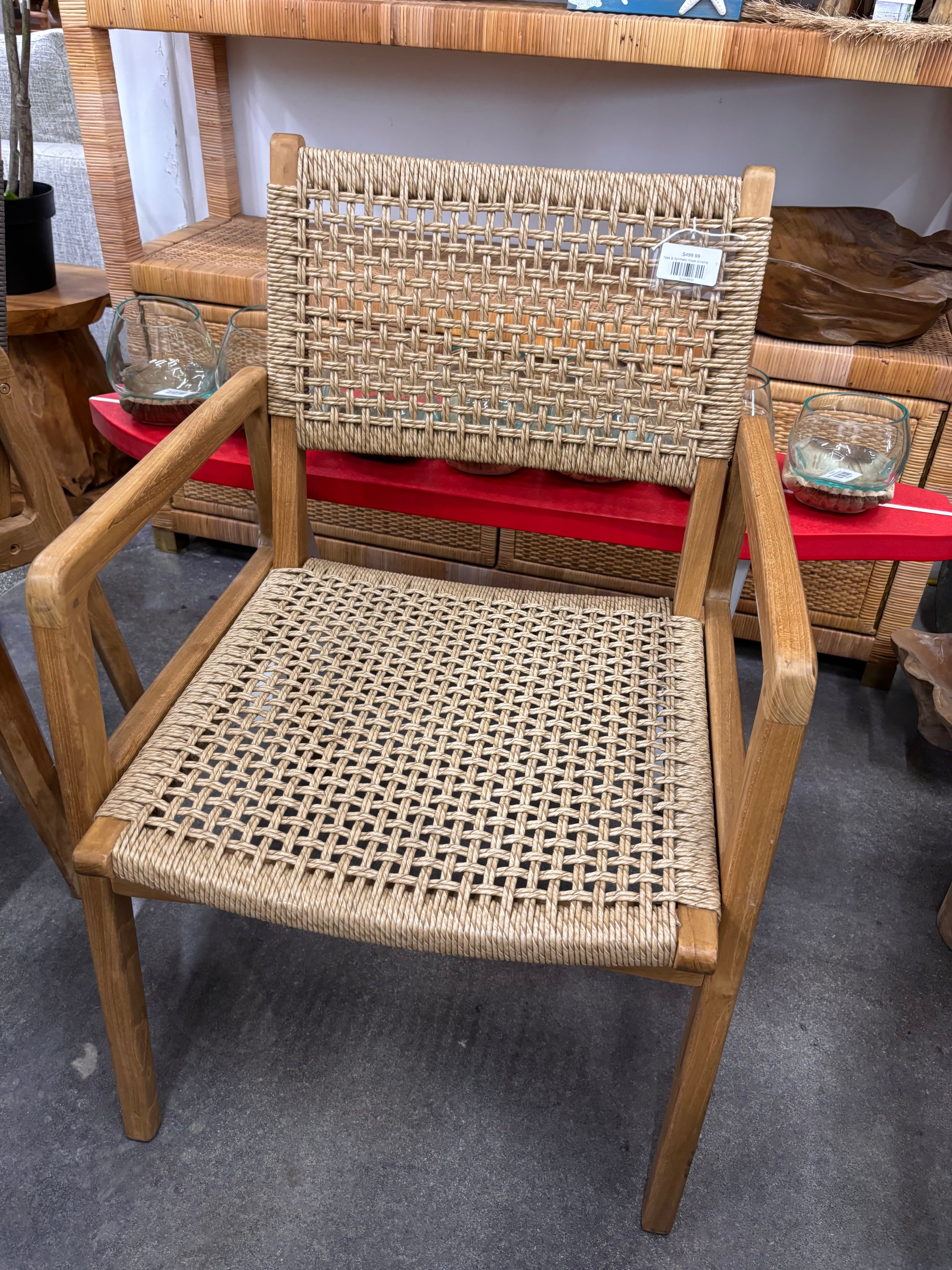 Teak & Synthetic Rope Armless Chair Broward Design Center