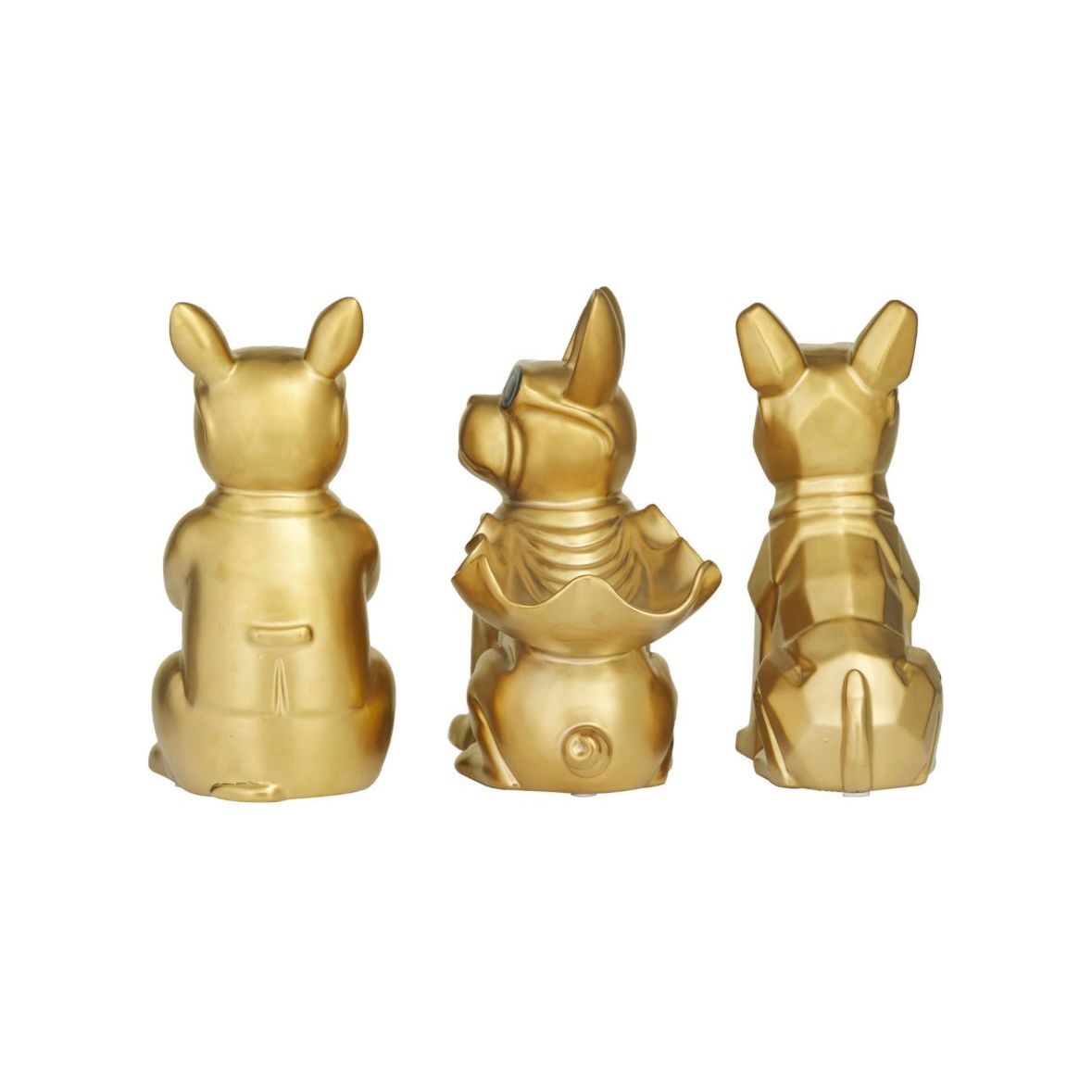 Gold Porcelain Golden Bulldog (Set of 3) The Broward Design Center