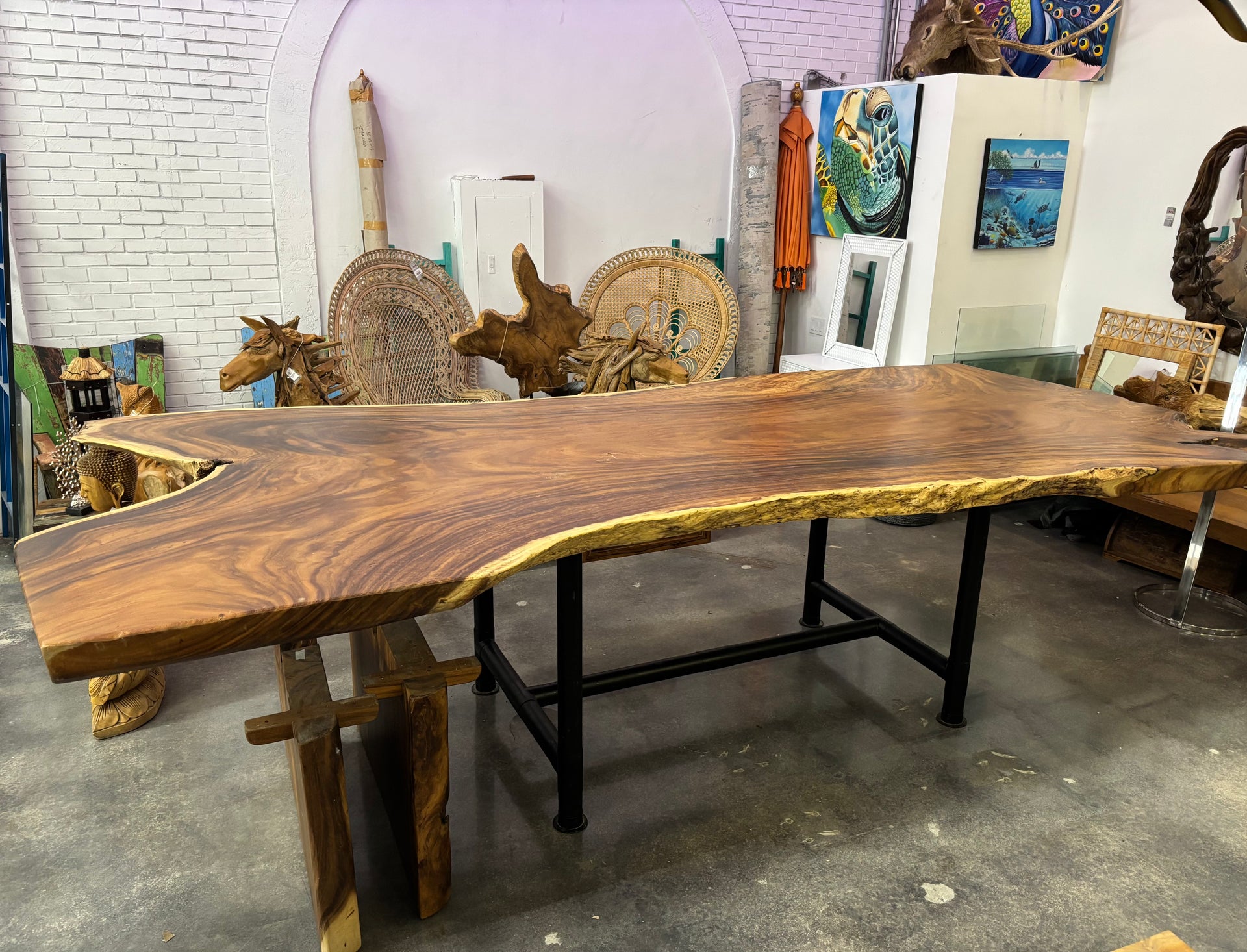 13’ Live Edge Wood Slab Table The Broward Design Center