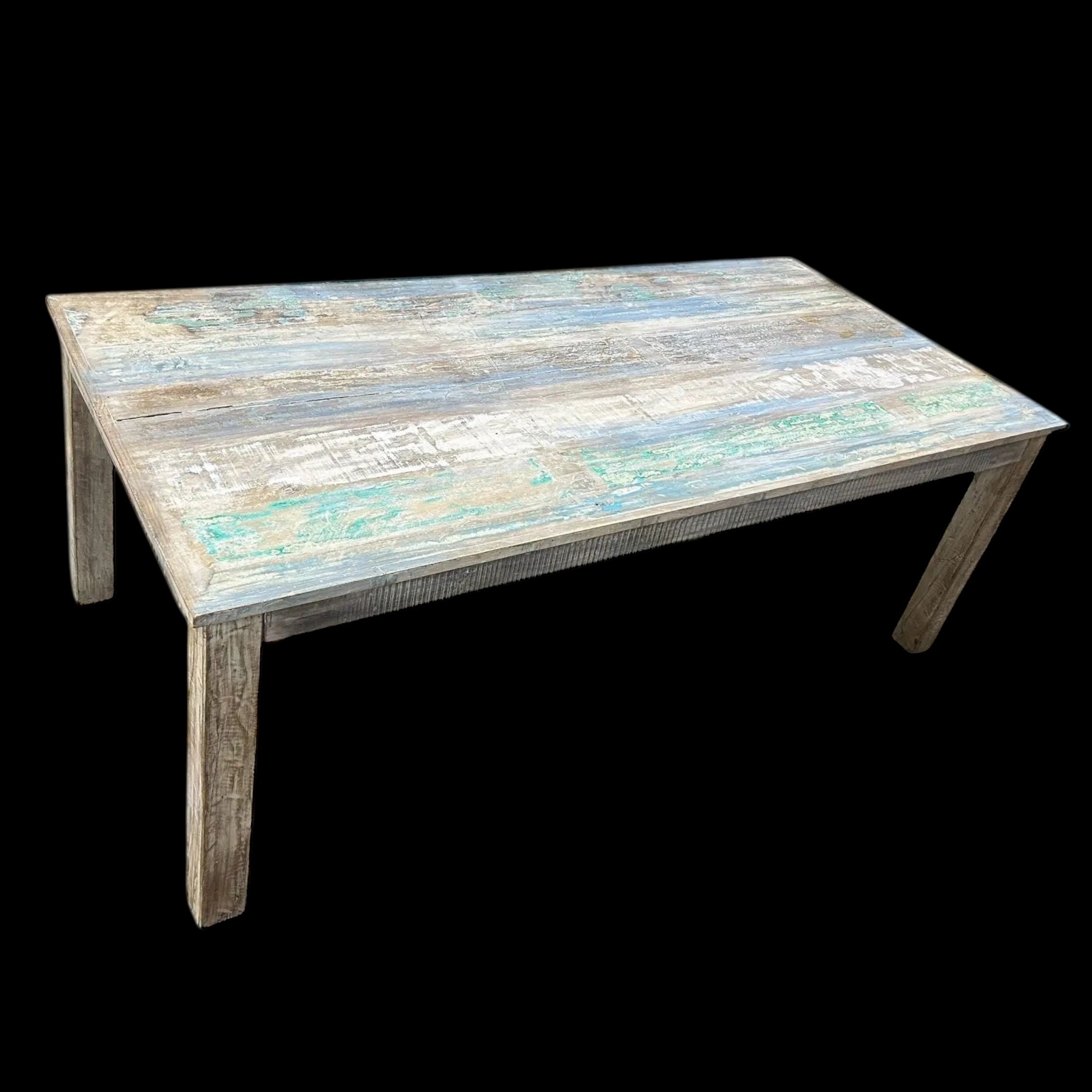 Blue and White Teak Table The Broward Design Center
