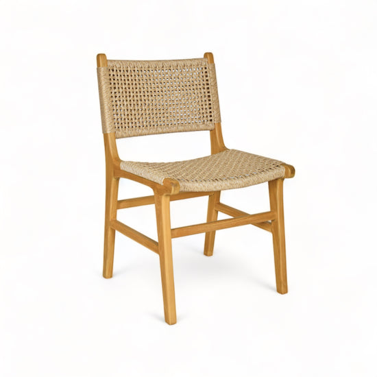 Teak & Synthetic Rope Armless Chair