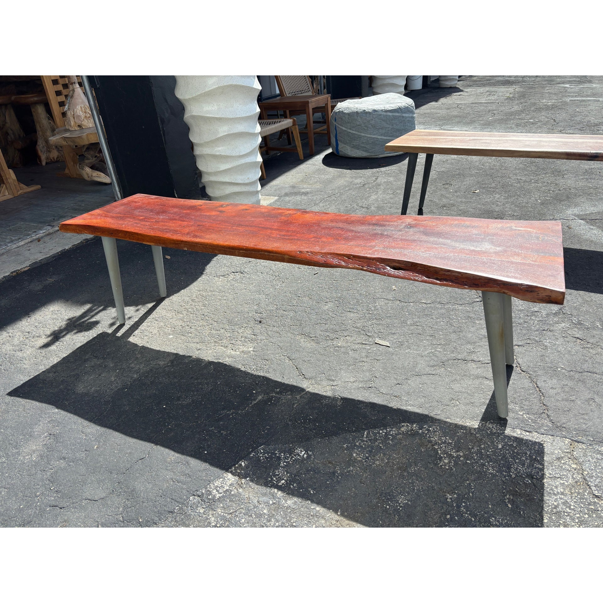 Solid Wood Bench With Metal Legs (A) Broward Design Center