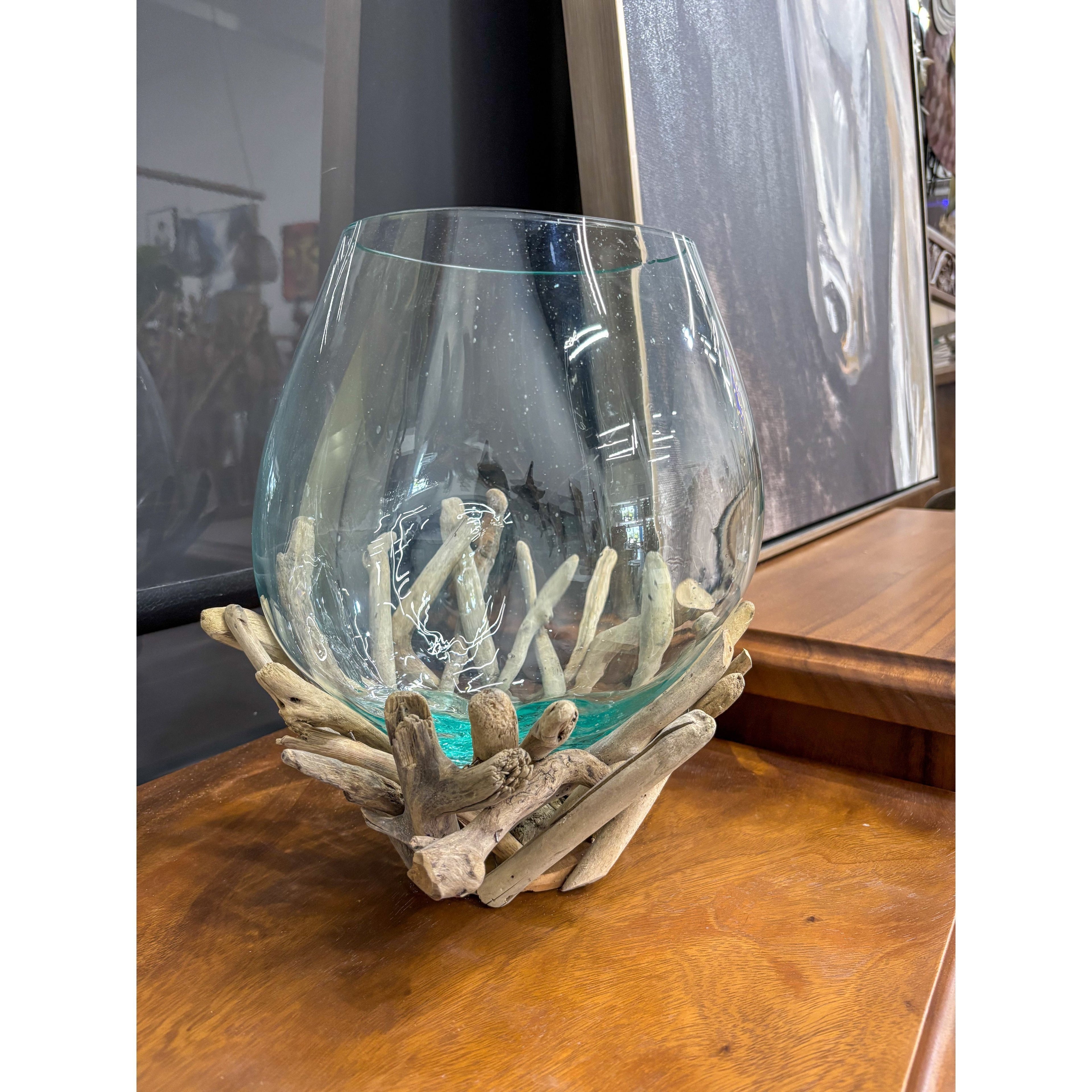 Blown Glass on Driftwood The Broward Design Center