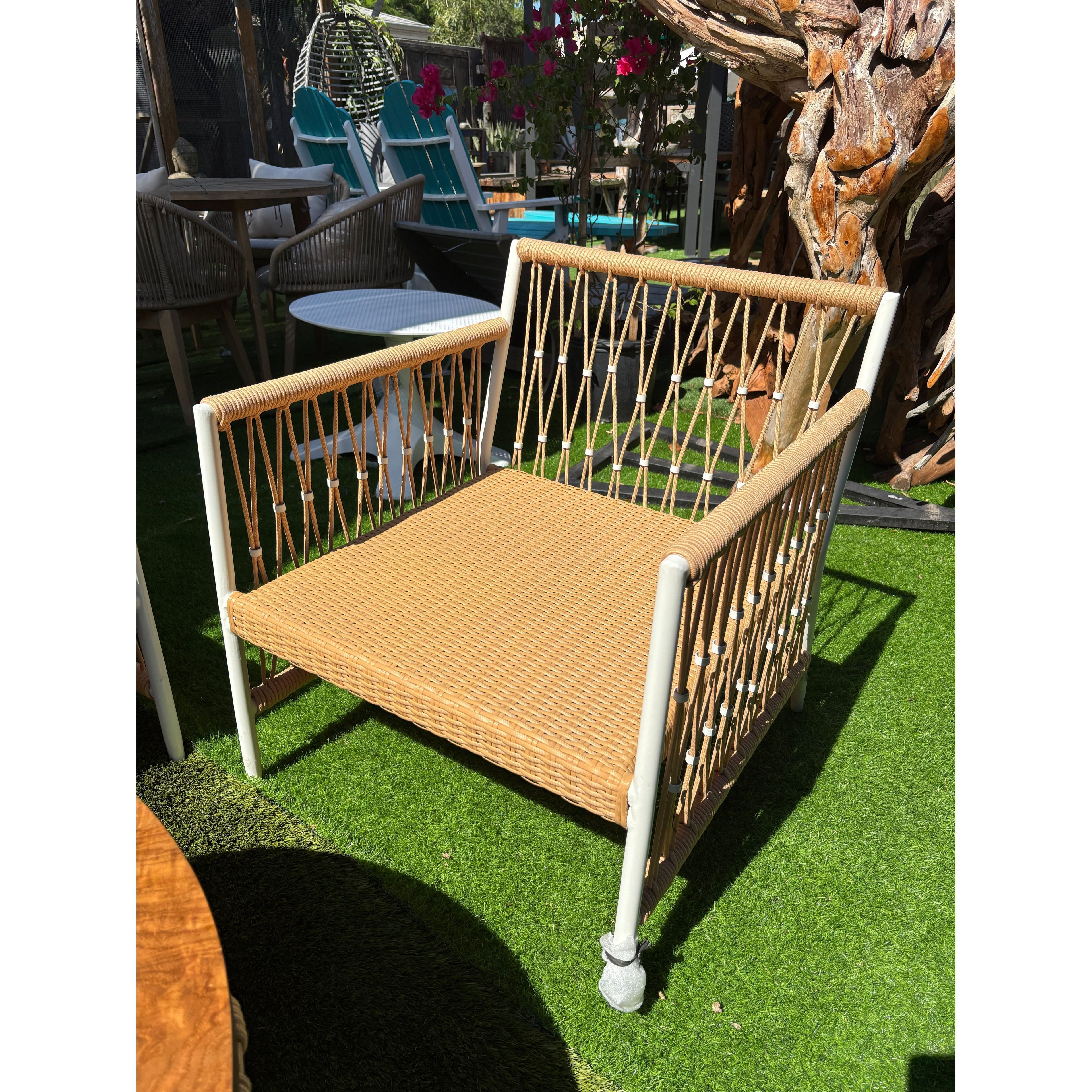 CUSTOM ALLOY AND SYNTHETIC ROPE 4 PIECE PATIO SET Anteak