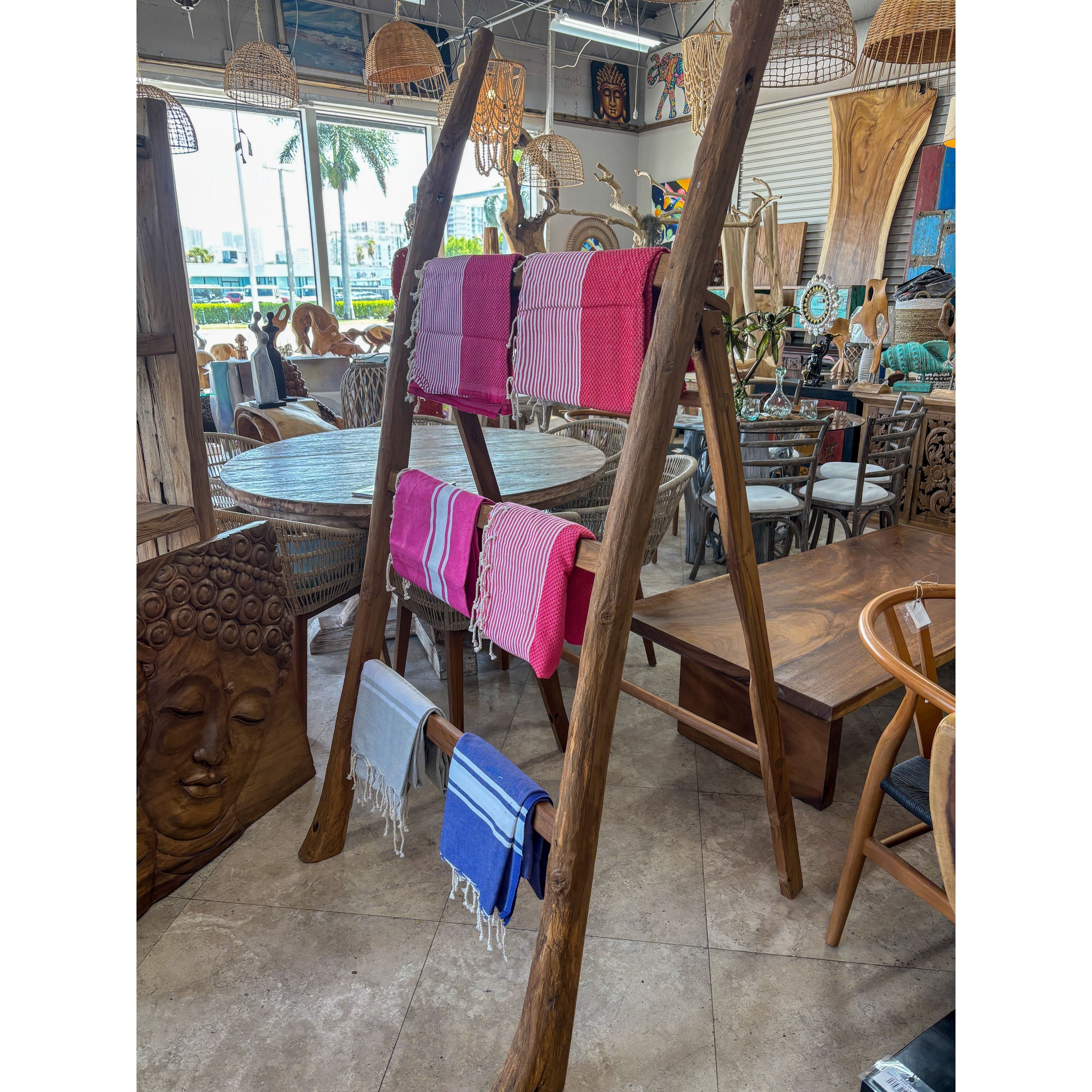 ANTIQUE LUKU TEAK TOWEL RACK Anteak