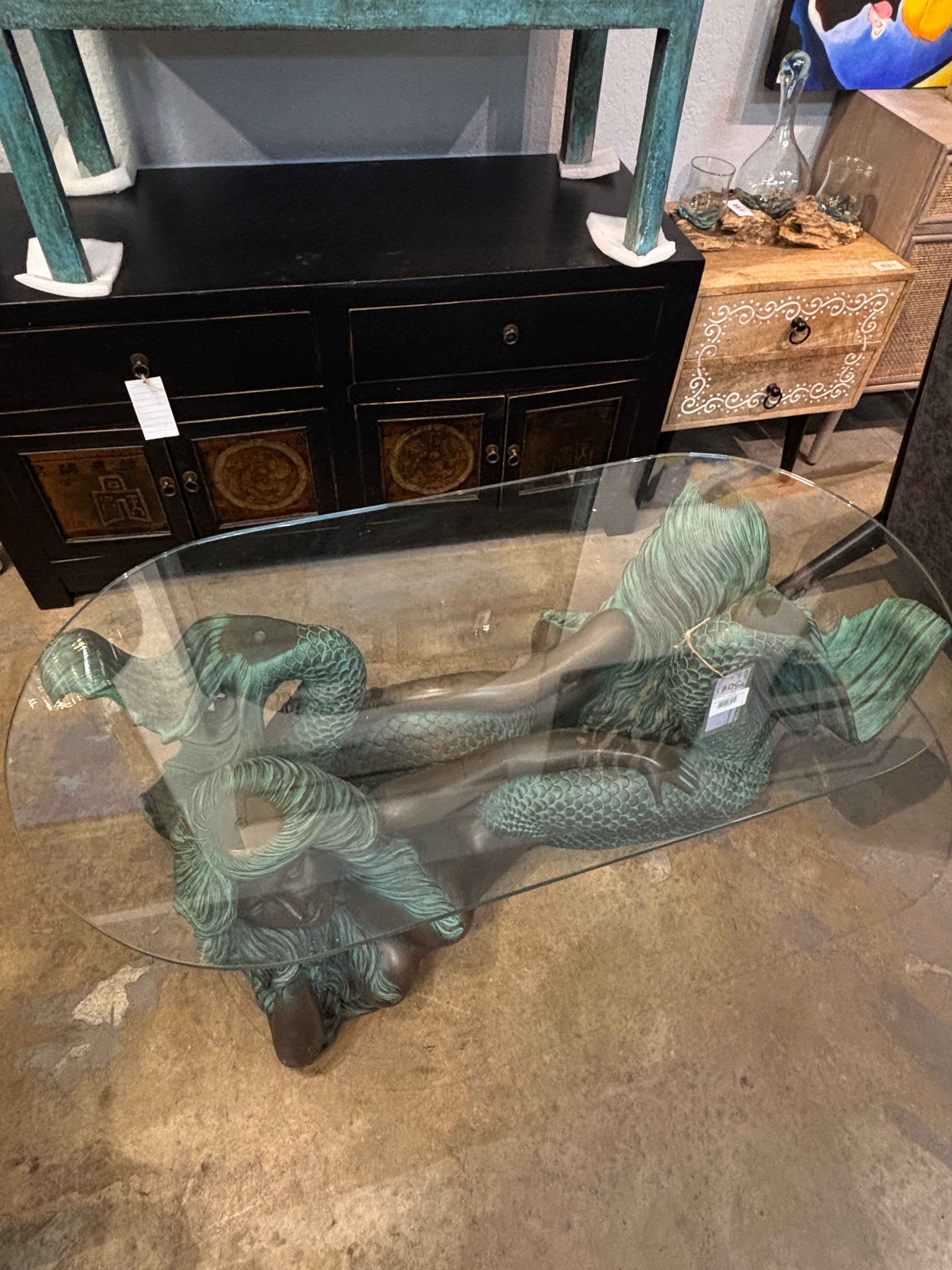 Mermaid Sisters Coffee Table Verde Bronze Cool nauticals/ tropicals