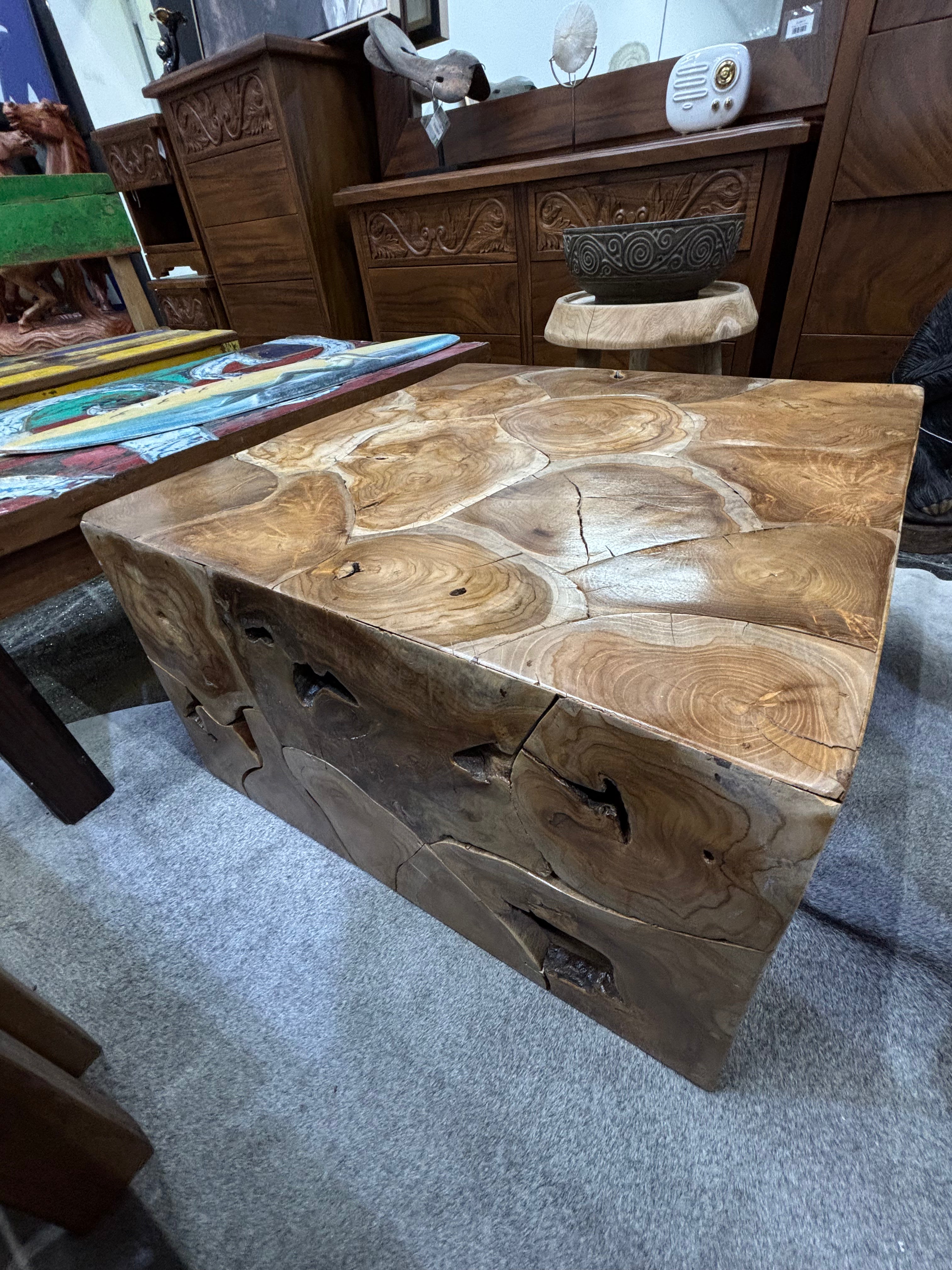Teak Mosaic Coffee Table (A) Broward Design Center