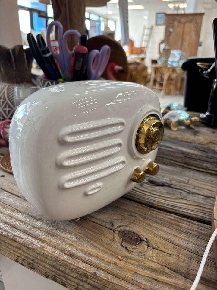 Gold Ceramic Radio Piggy Bank UMA