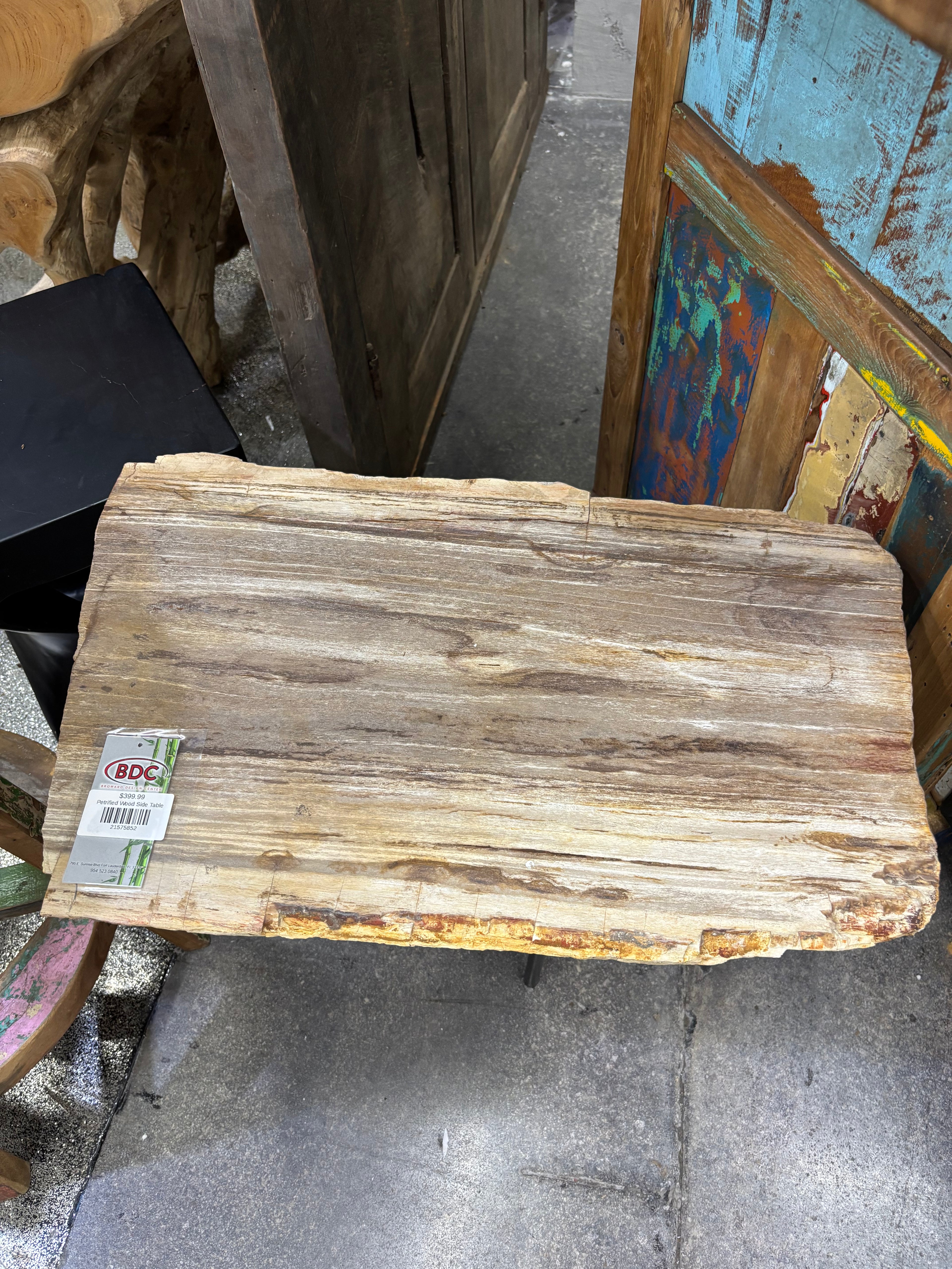 Petrified Wood Side Table Broward Design Center