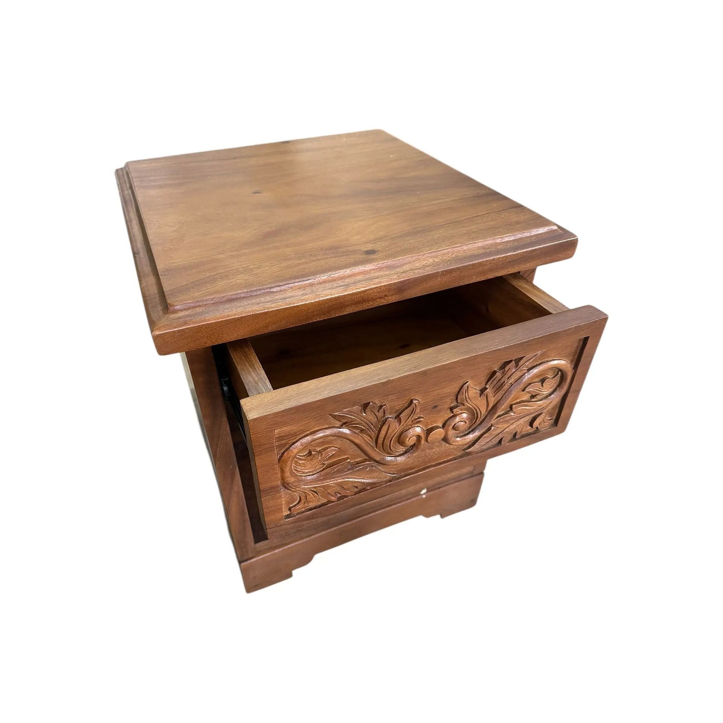 Bali Carved Night Stand Anteak