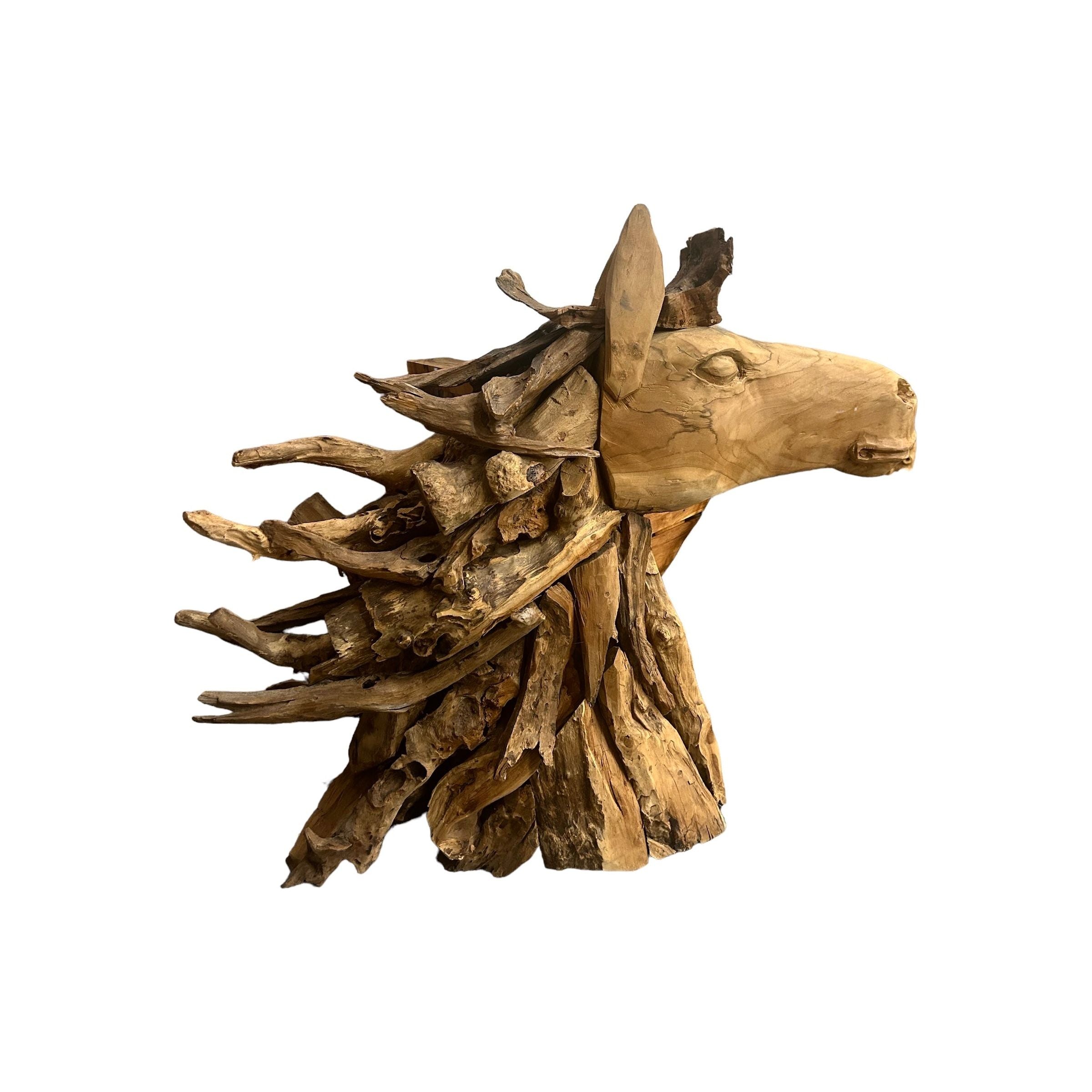 Hand Carved Teak Horse Head Broward Design Center