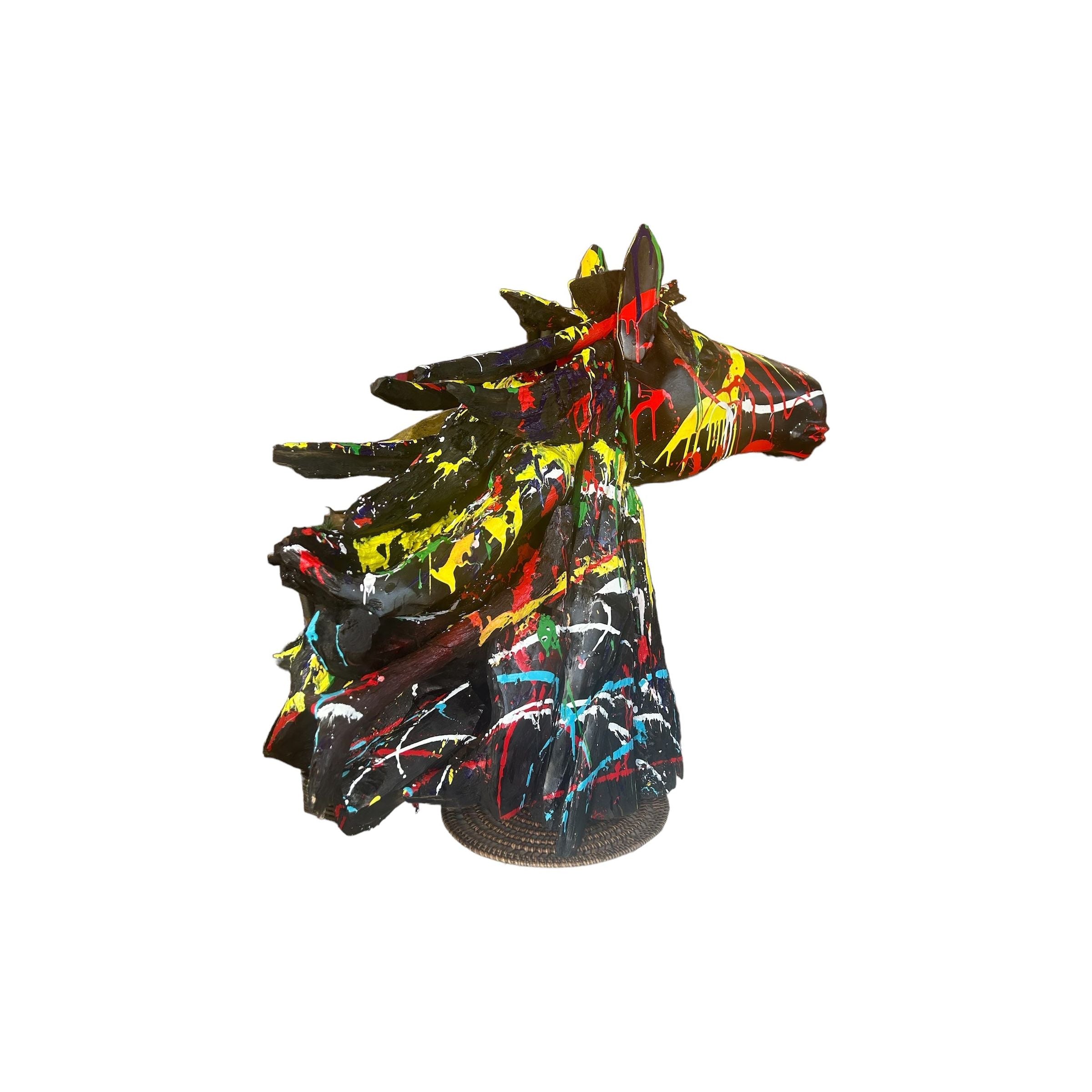 Mosaic Horse Head with Colorful Splatter Paint Broward Design Center