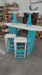 Surfboard Bar Set includes 4 Bar Stools and 1 Bench
