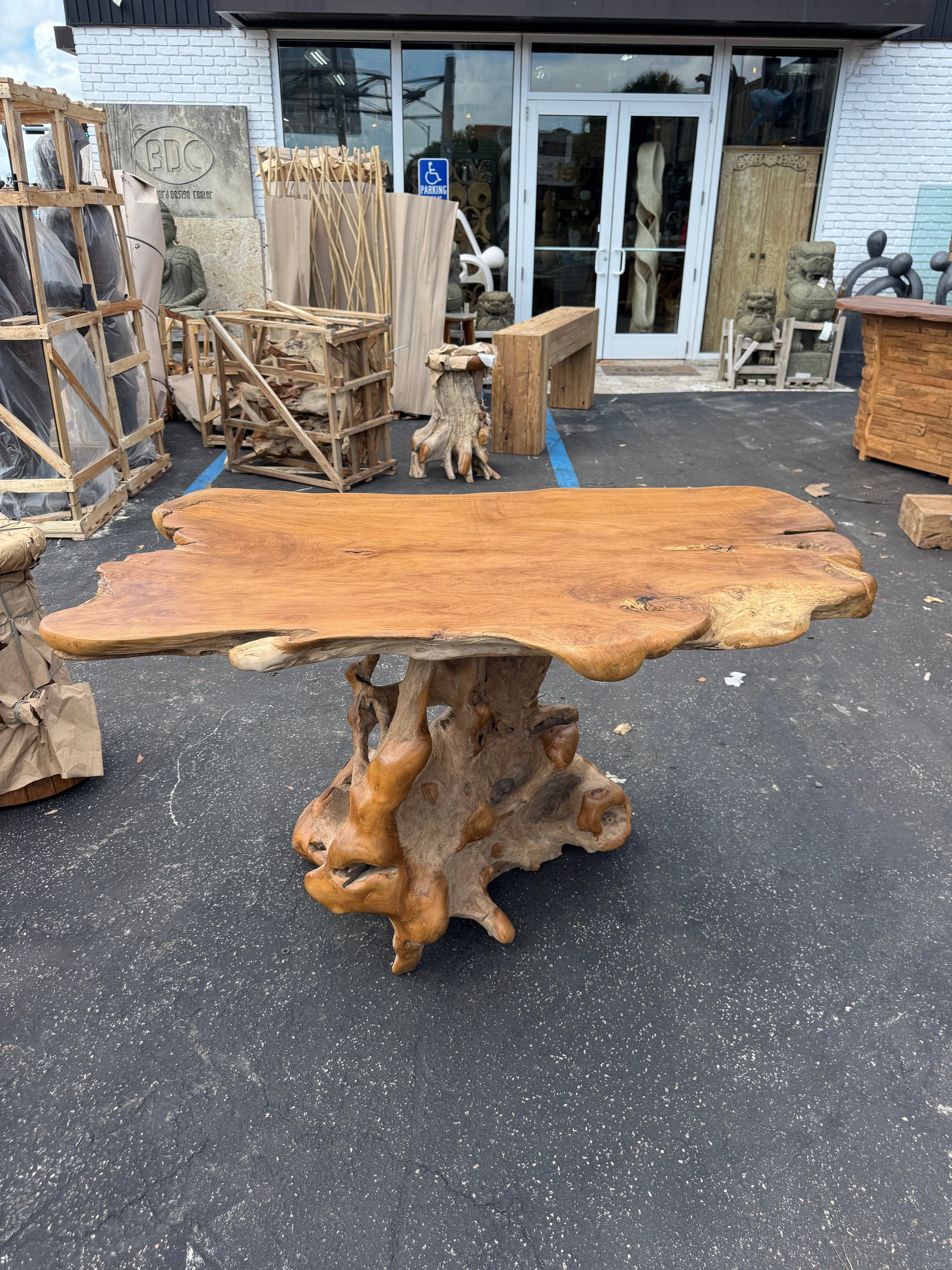 Teak Root Slab Top Bar Table XL (A) Broward Design Center