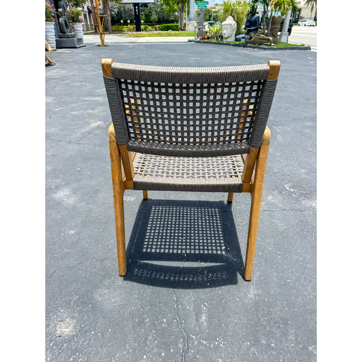 Teak & Synthetic Rope Armchair (Grey) Broward Design Center