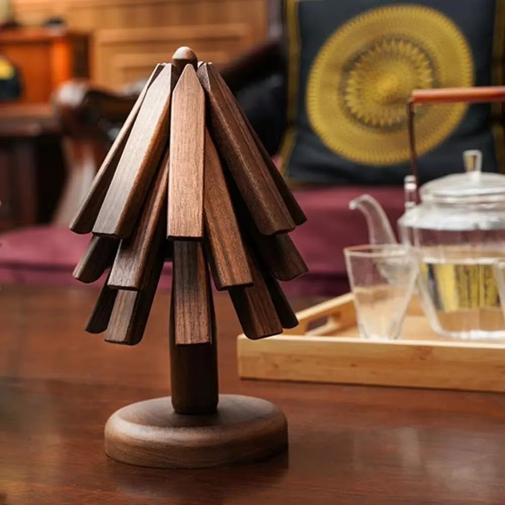 Convertible Wooden Trivet / Foldable Heat-Resistant Stand Kannoa