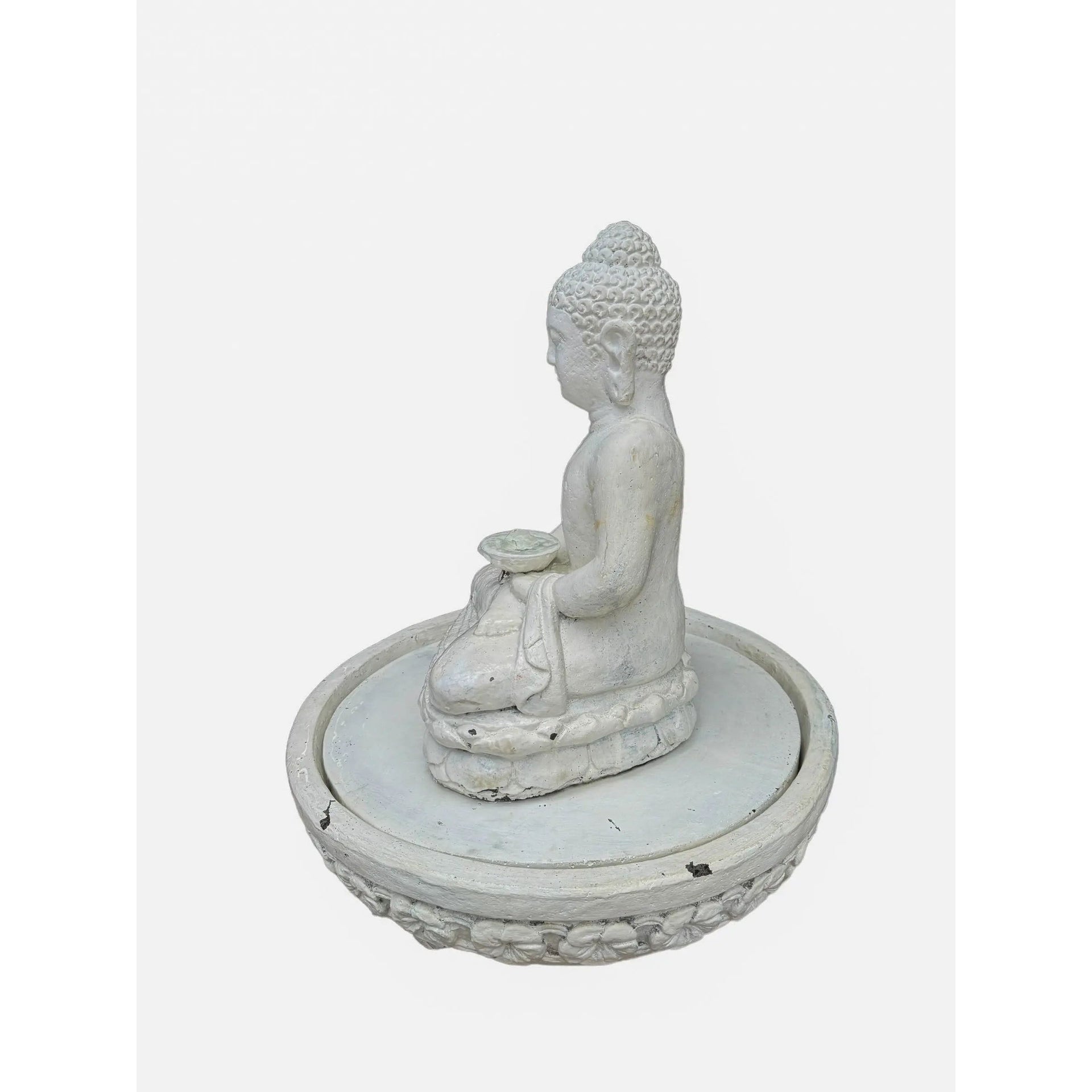 Buddha With Bowl Fountain (White) Broward Design Center