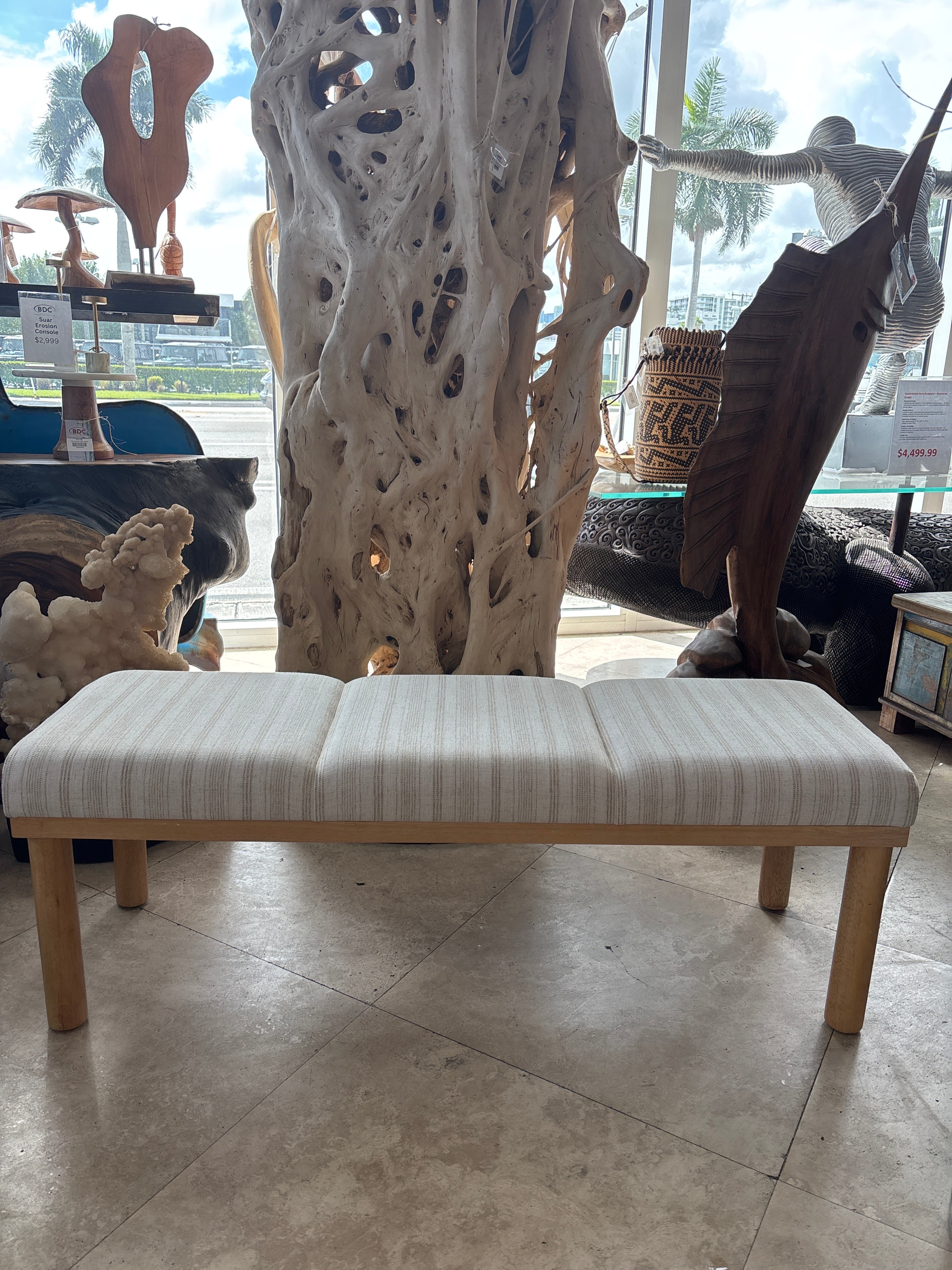 Striped Linen Bench The Broward Design Center