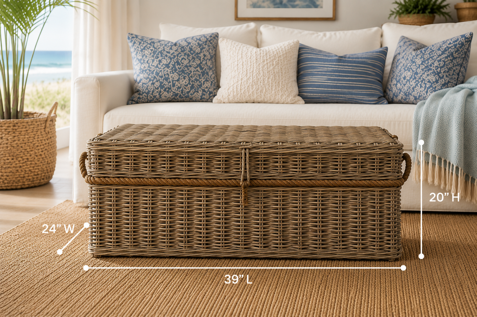 Key Largo Rattan Storage Coffee Table