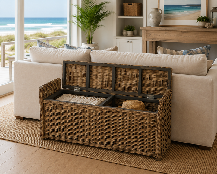 Key Largo Rattan Storage Bench Broward Design Center