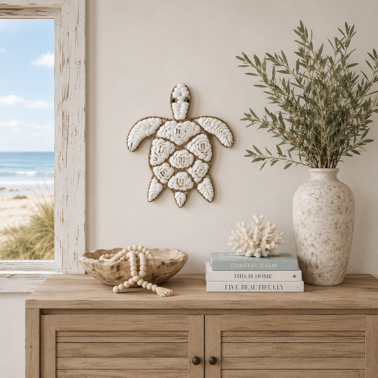 Handcrafted Shell Sea Turtle Wall Décor
