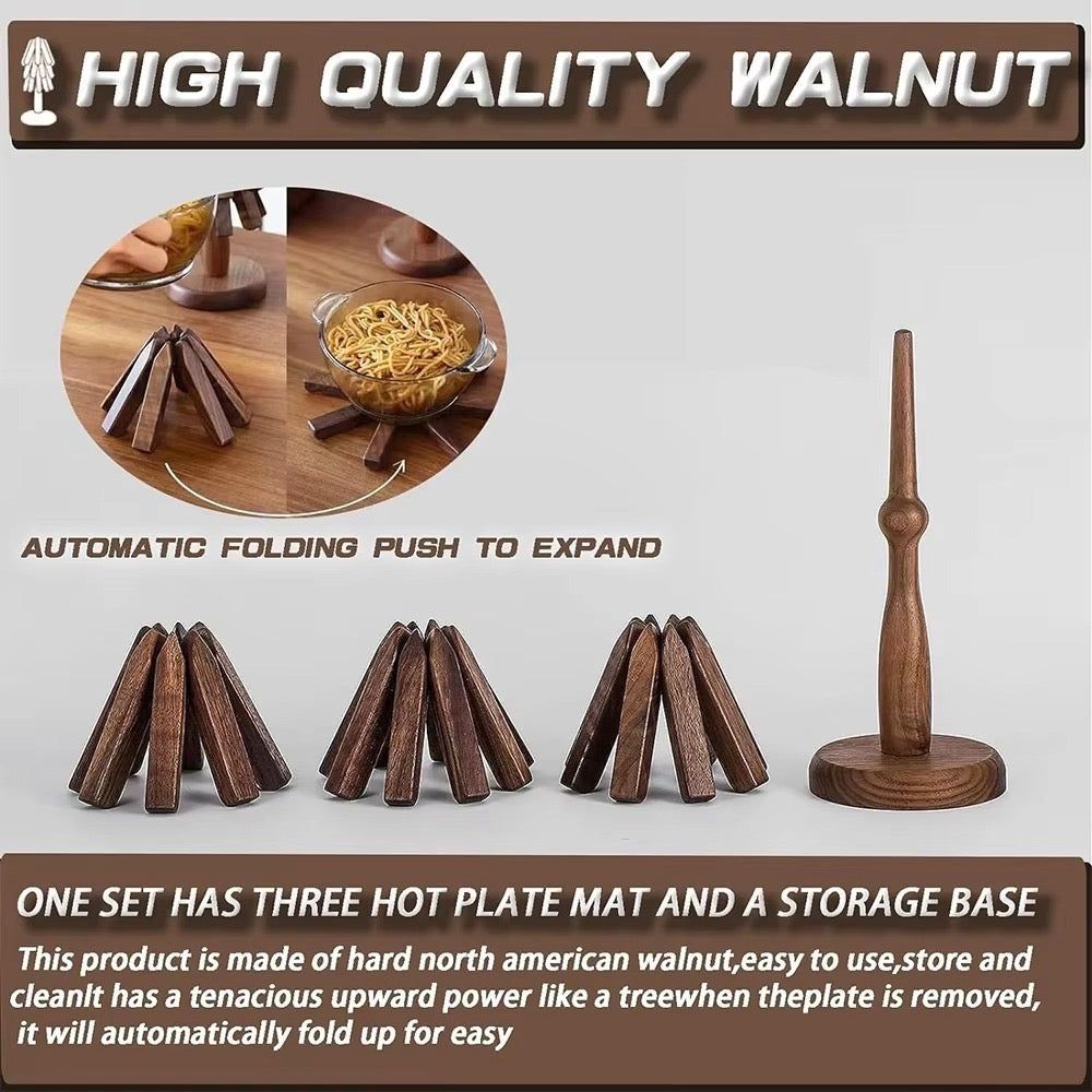 Convertible Wooden Trivet / Foldable Heat-Resistant Stand Kannoa