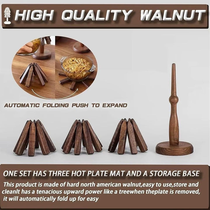 Convertible Wooden Trivet / Foldable Heat-Resistant Stand Kannoa