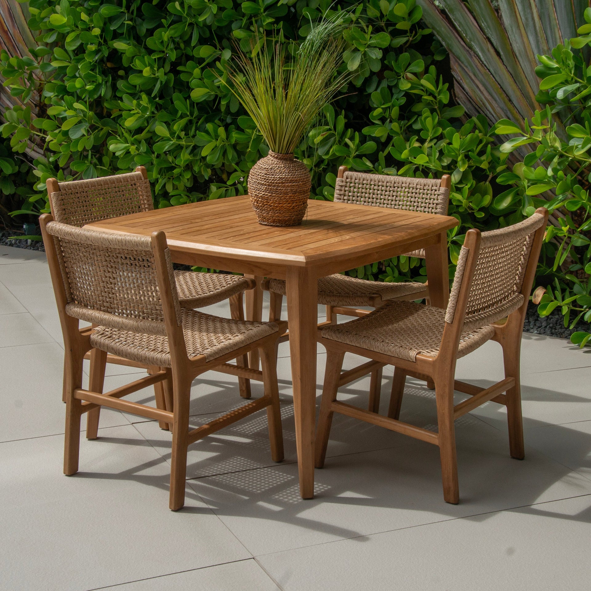 Teak & Synthetic Rope Armless Chair Broward Design Center