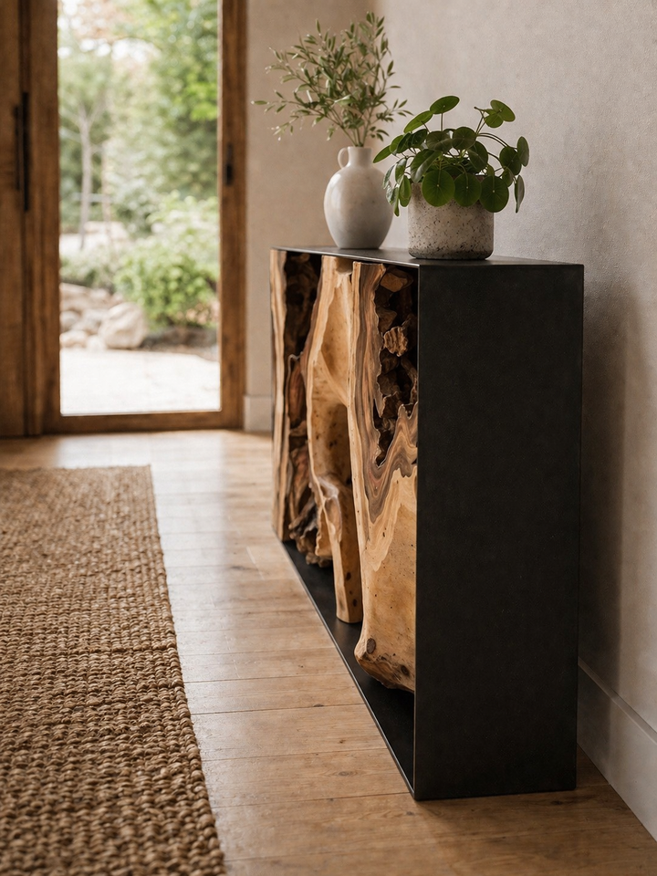 Suar Console With Black Metal Frame (2) The Broward Design Center