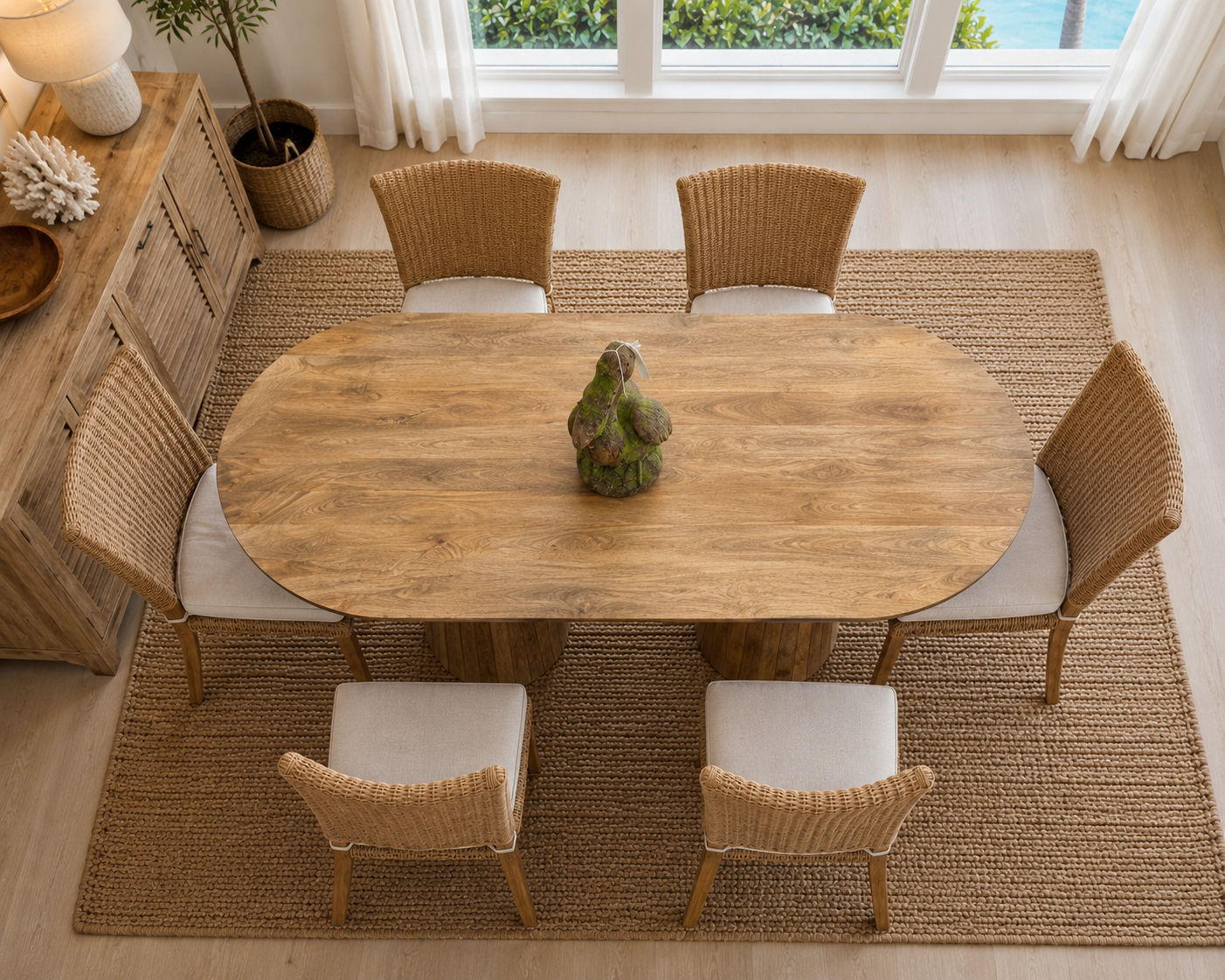 Mango Wood Dining Table (oval) - 71 x 35 x 30 in